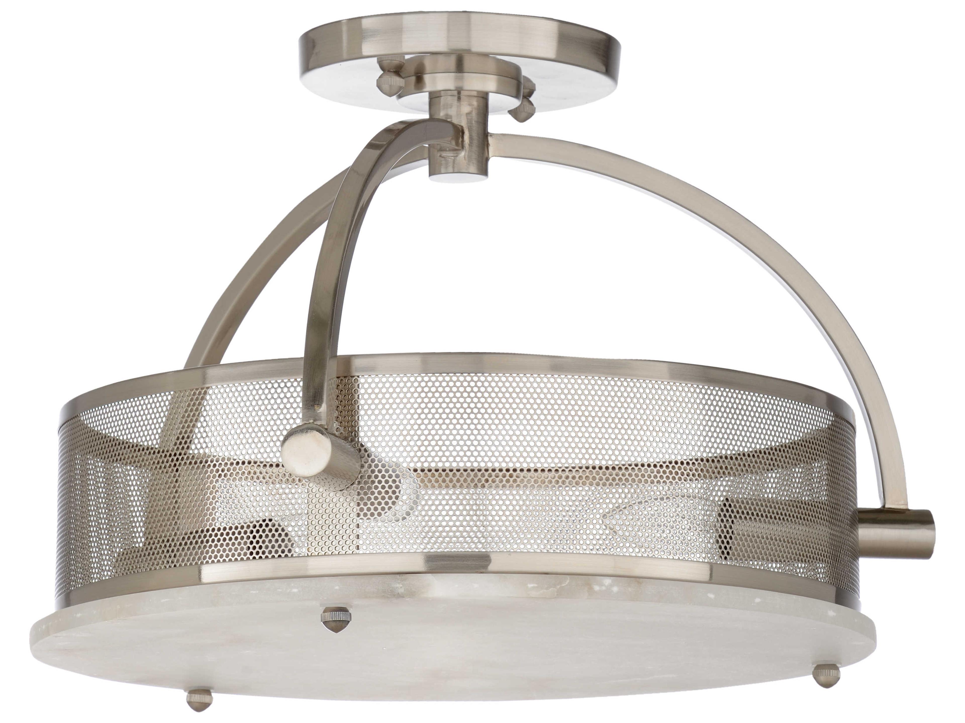 Moon 3-Light Nickel White Drum Semi Flush Mount