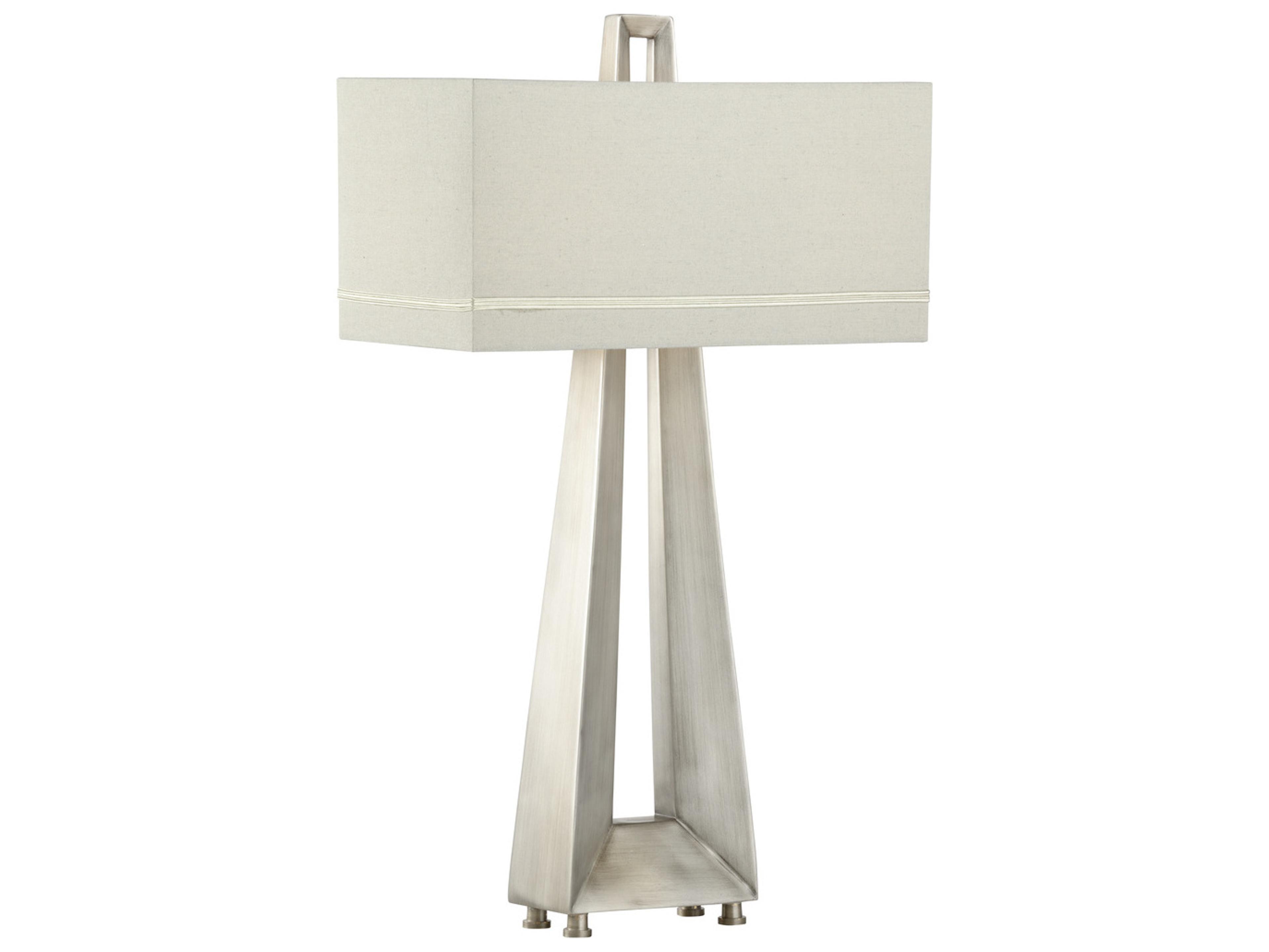 Wildwood Skyway Antique Silver Gray Linen Buffet Lamp