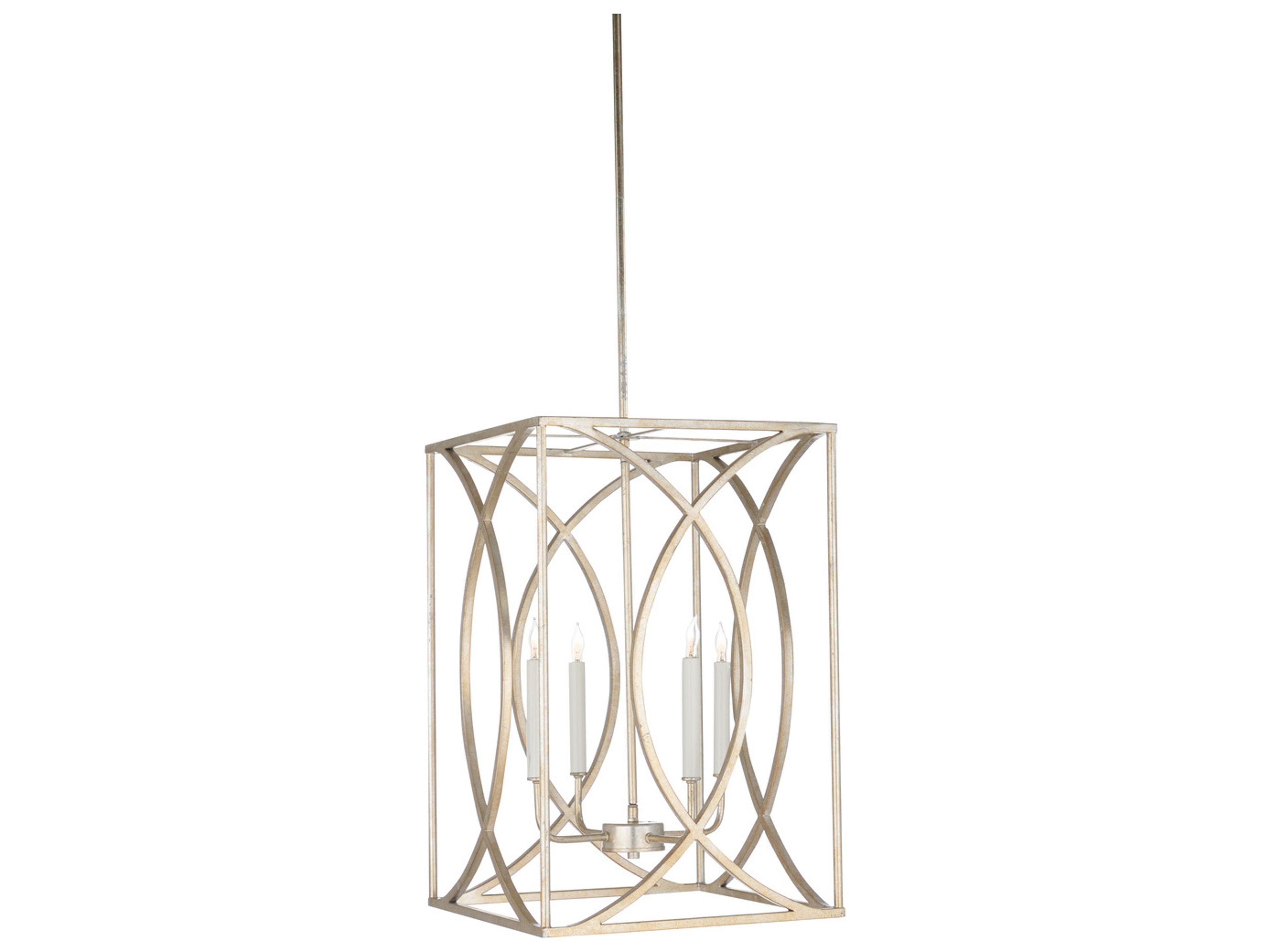 Society 4-Light Antique Silver Leaf Candelabra Lantern Chandelier