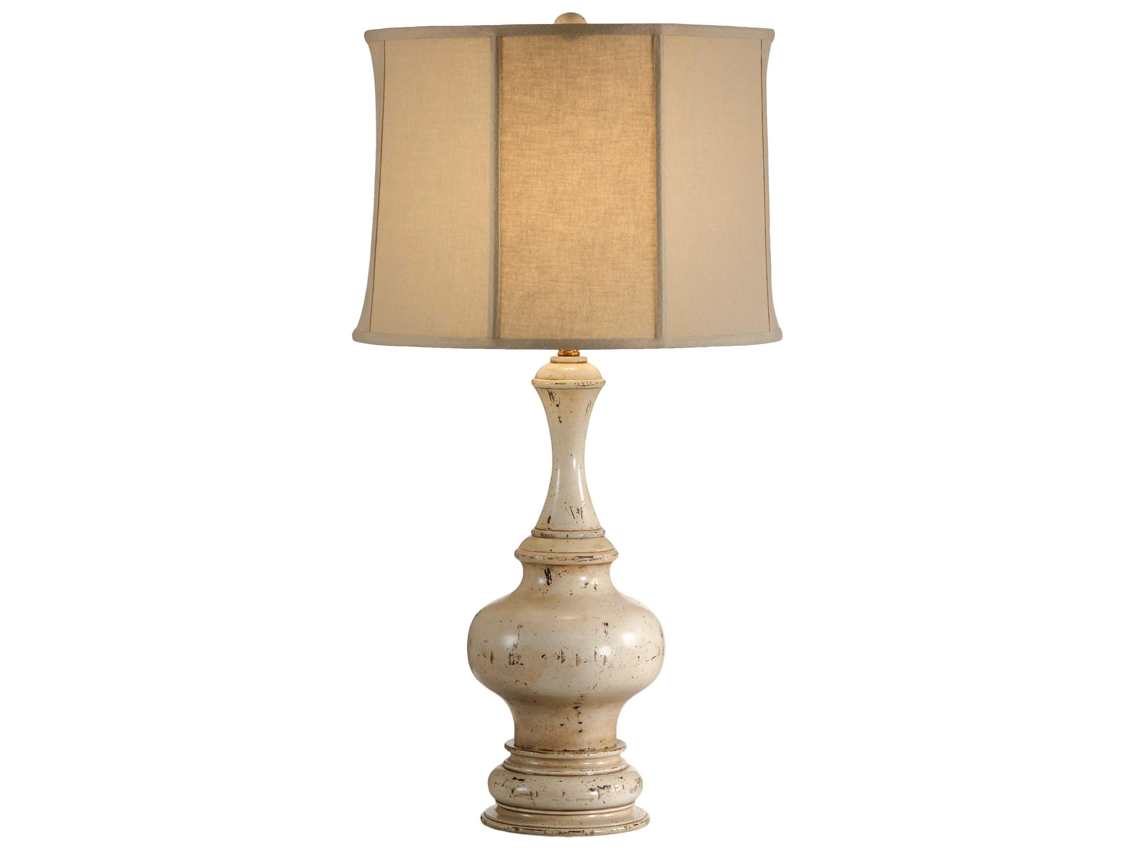 Wildwood Turned Urn White Taupe Linen Buffet Lamp