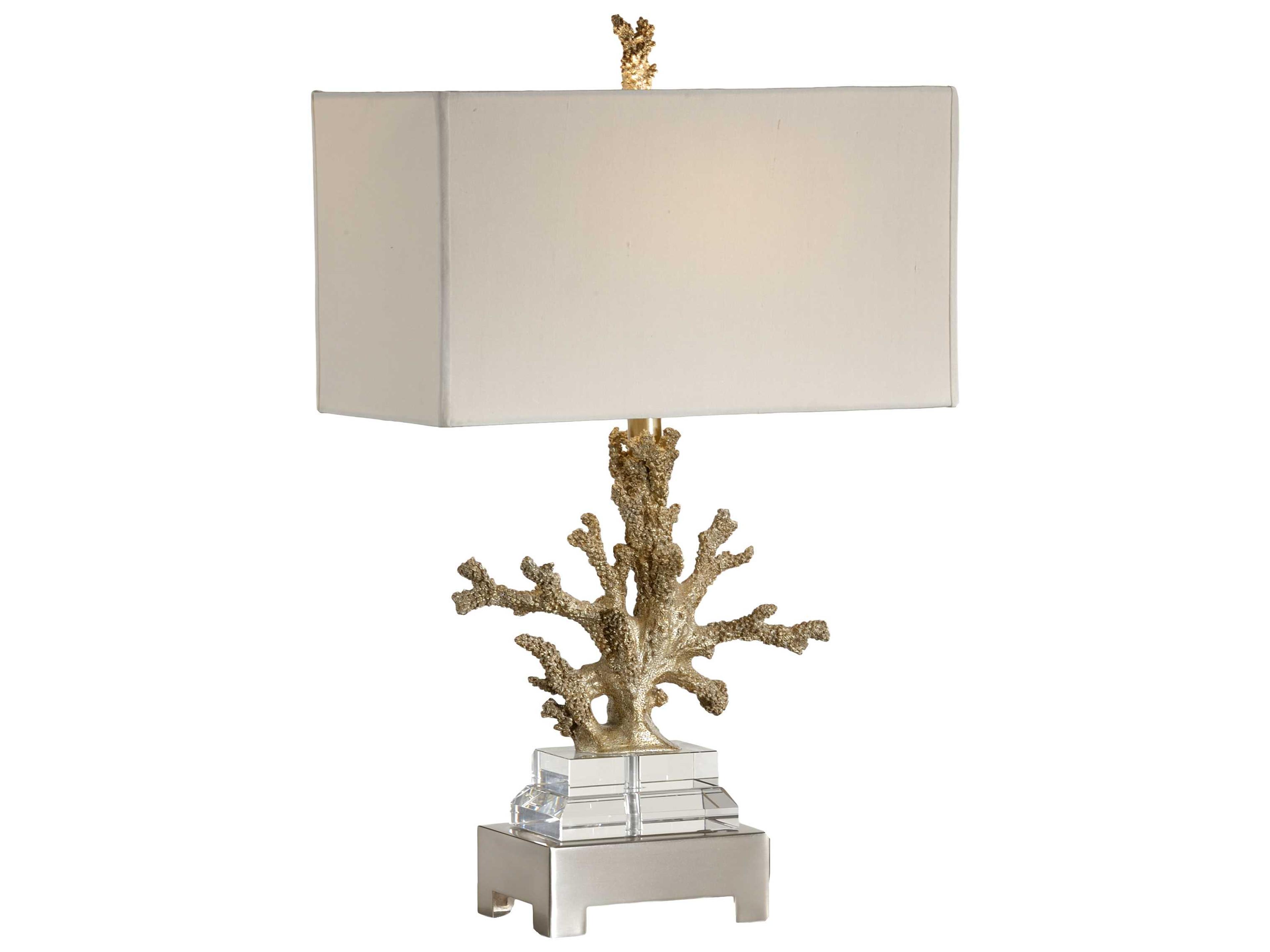 Wildwood Coral Colony Champagne Off White Silkette Brass Buffet Lamp