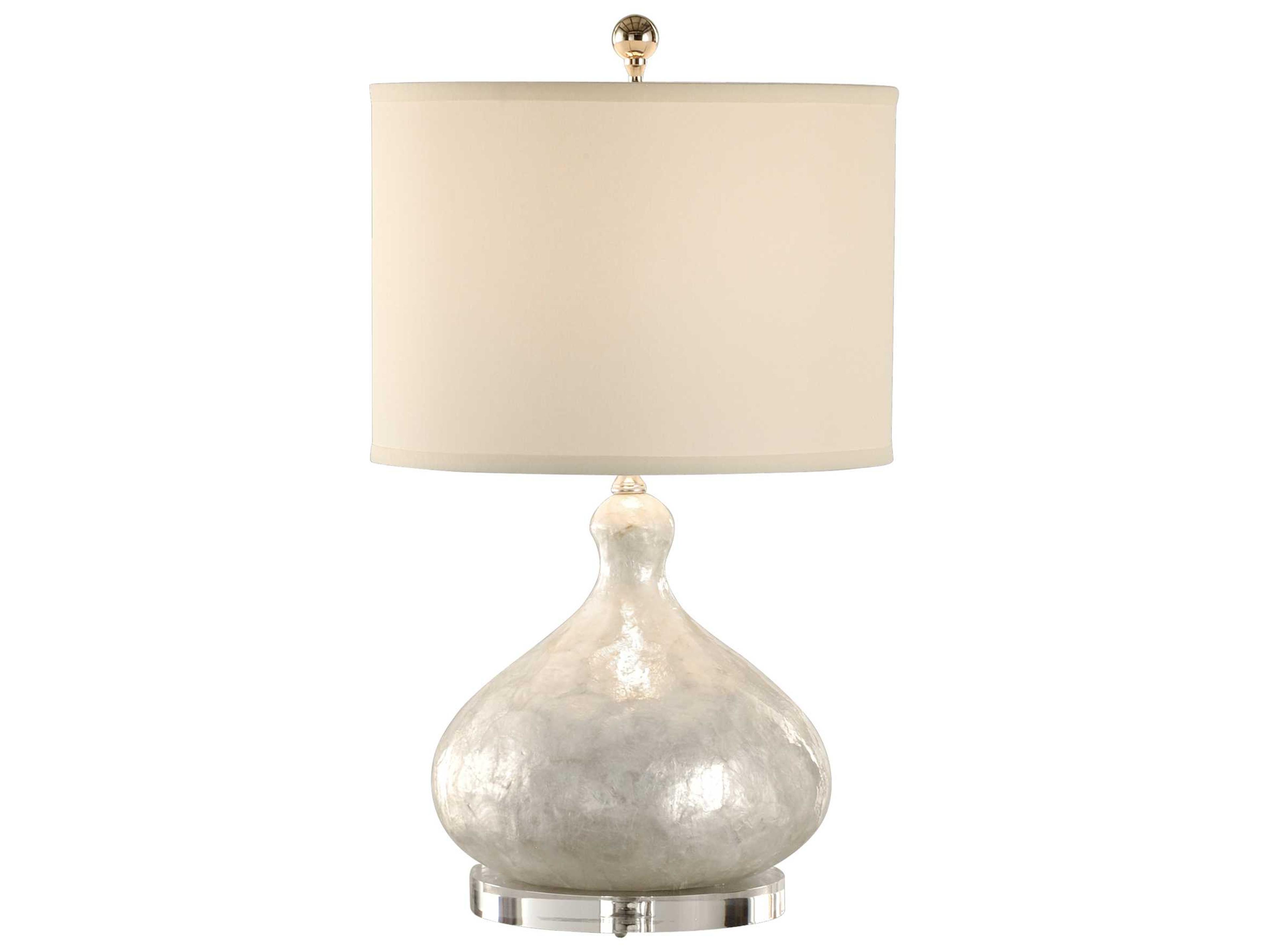 Wildwood Capiz Shell Bottle Natural Off White Silkette Table Lamp
