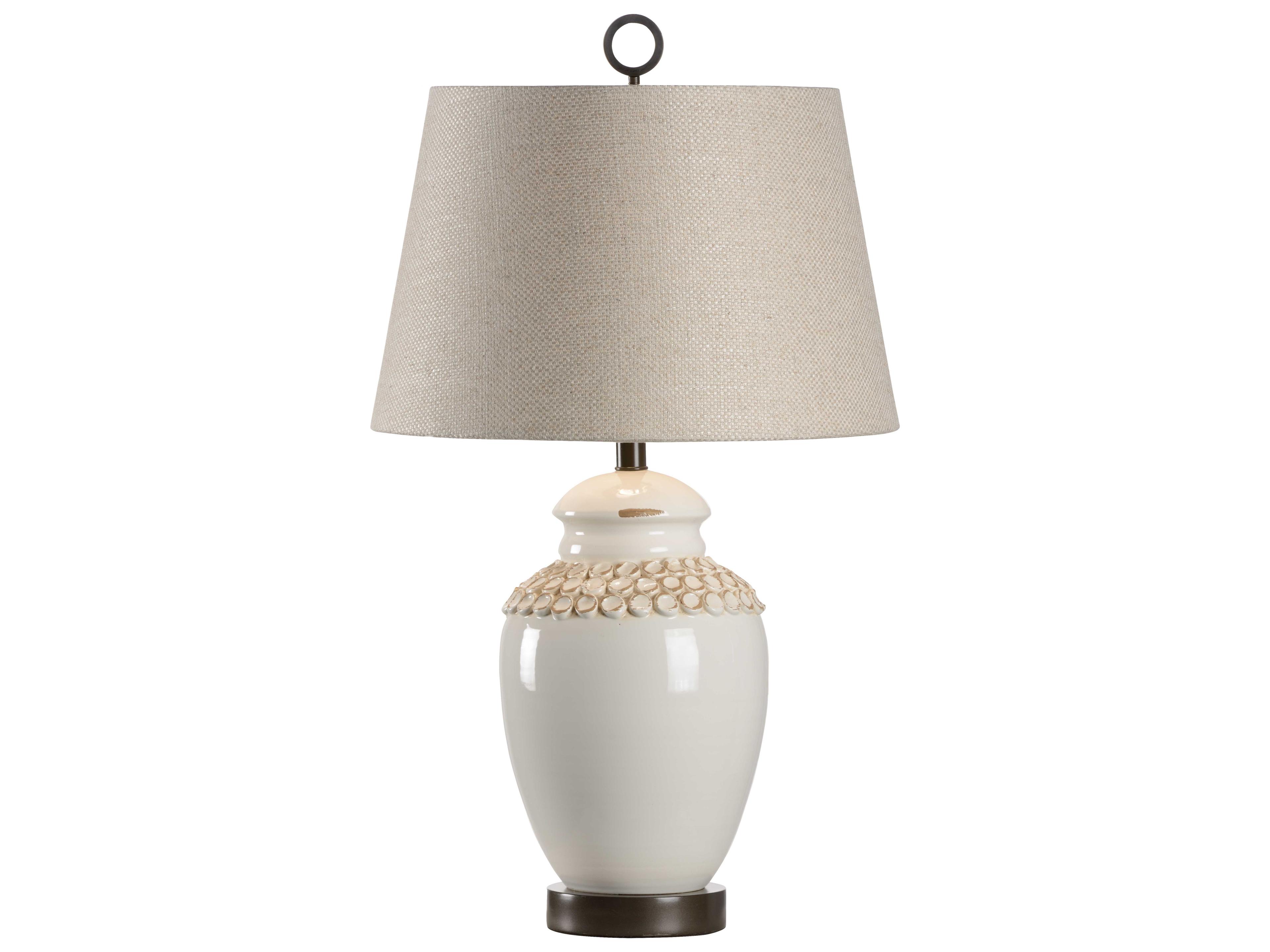 Salerno Aged Cream Natural Linen White Buffet Lamp