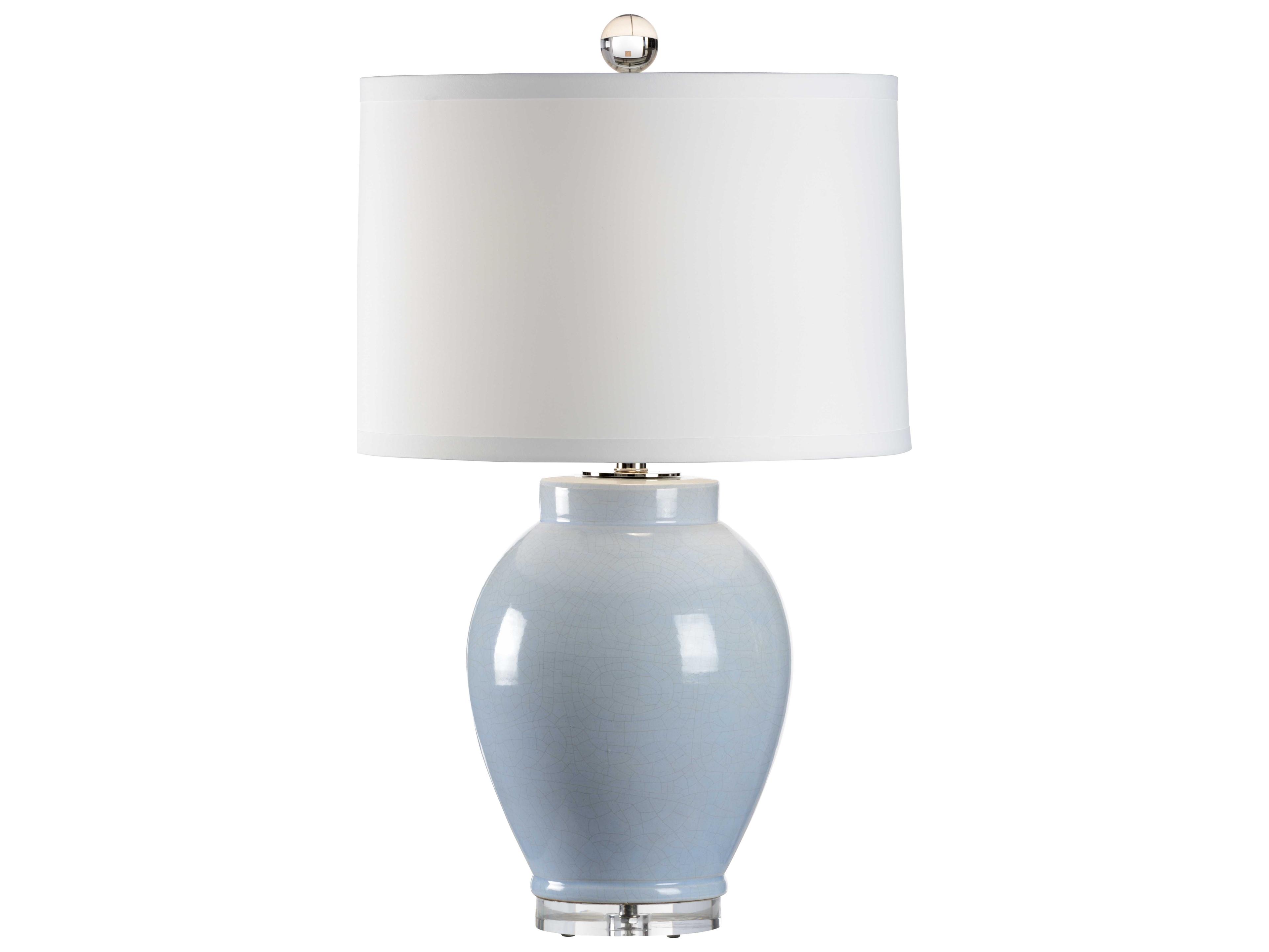 Wildwood Drip Cloud Blue Off White Silk Buffet Lamp