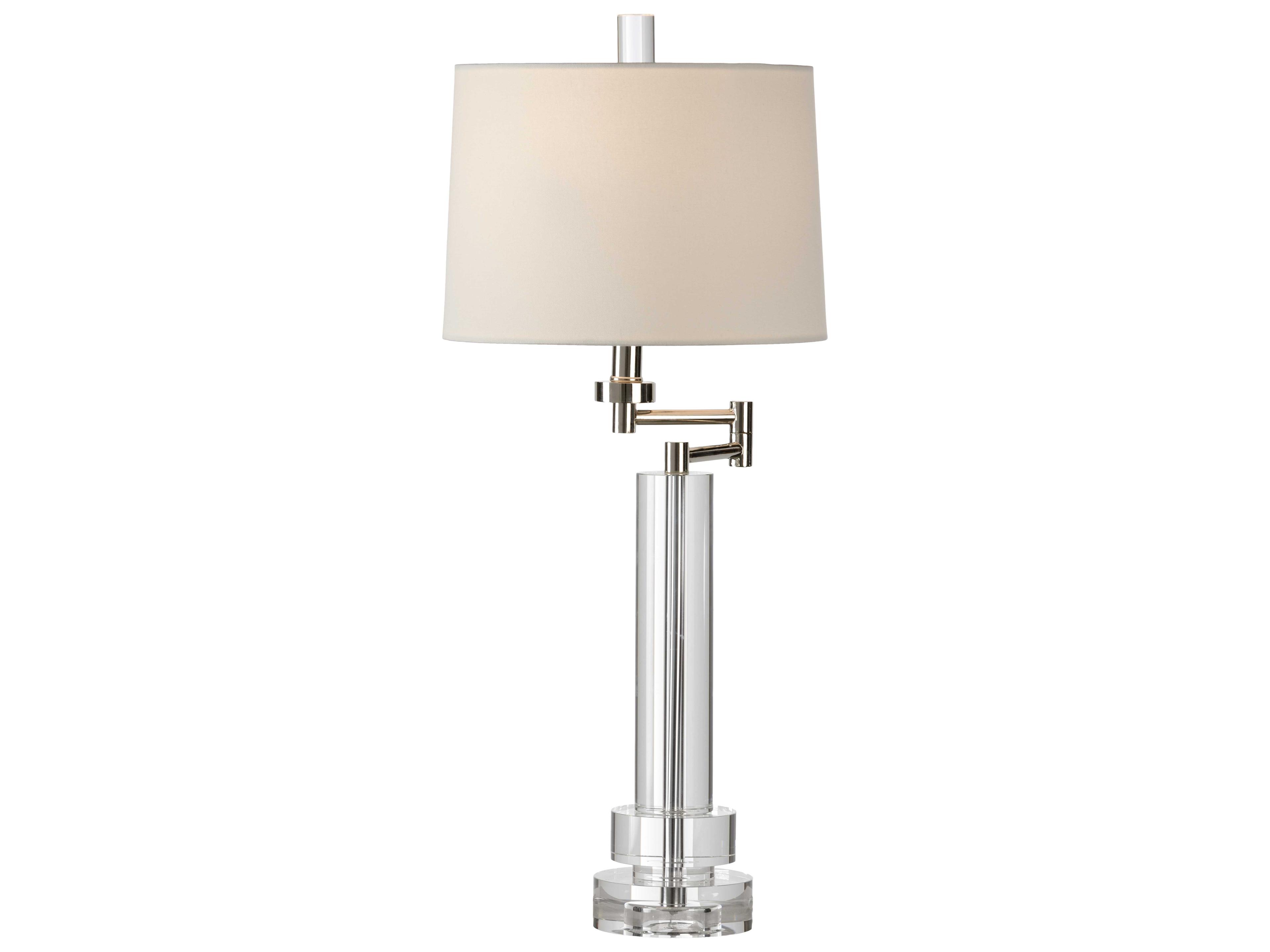 Wildwood Graduated Rounds Crystal Clear Off White Linen Buffet Lamp