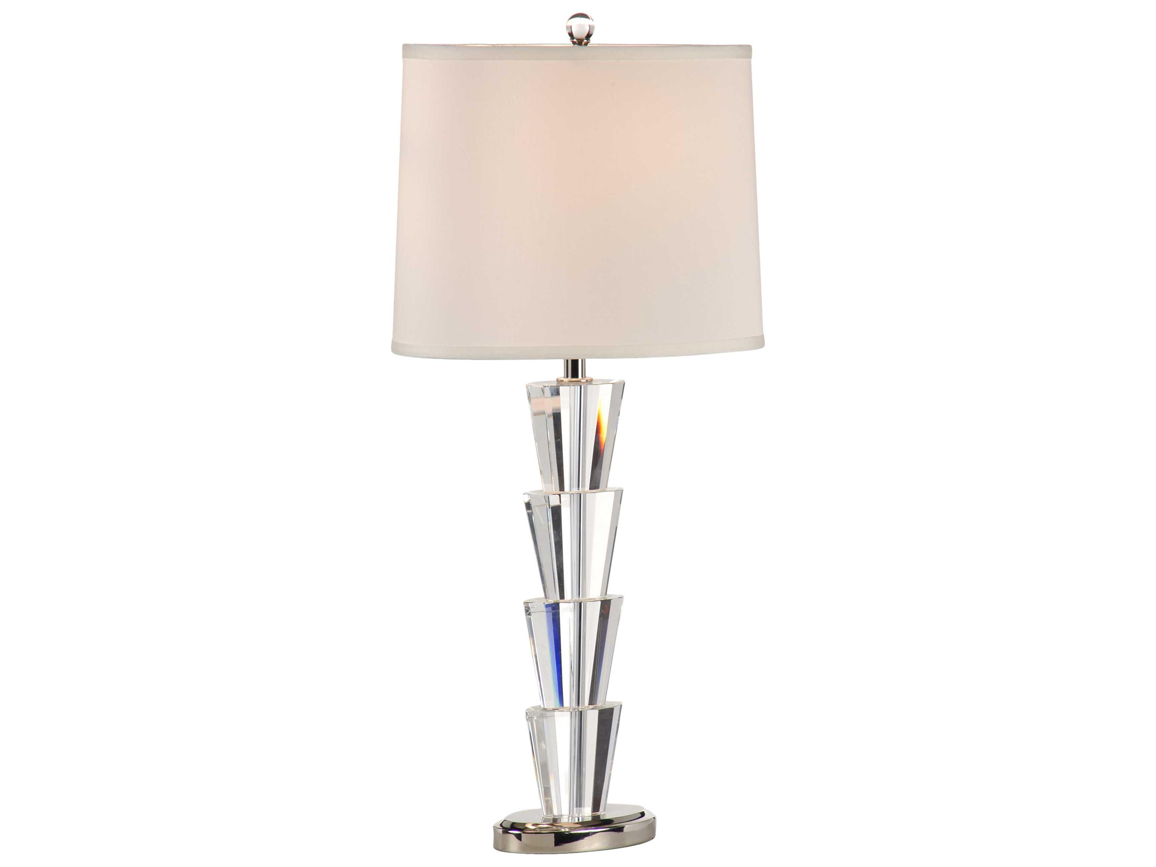 Crystal Fountain Clear Off White Silkette Nickel Buffet Lamp