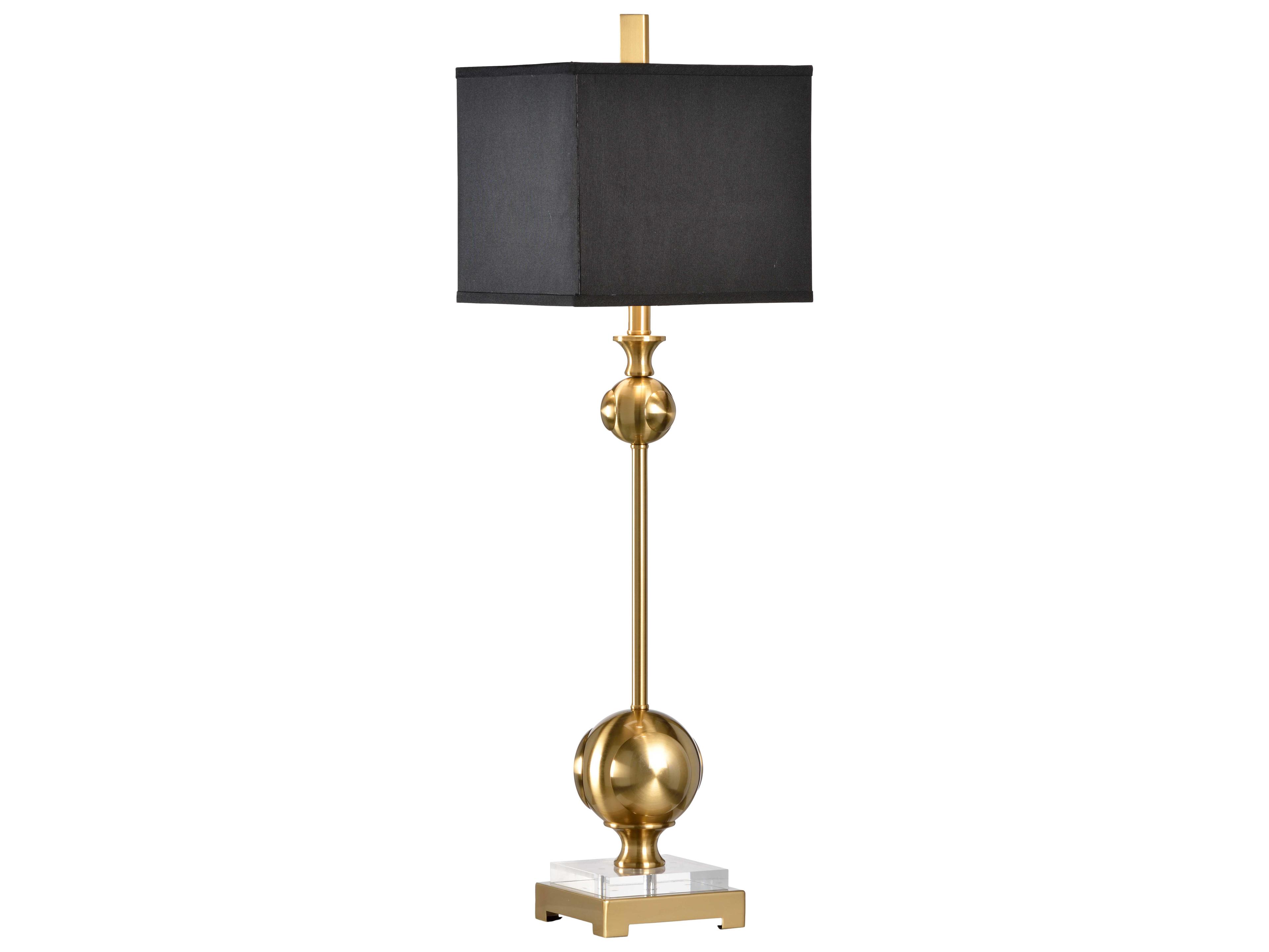 Opus Antique Brass Black Silkette Buffet Lamp