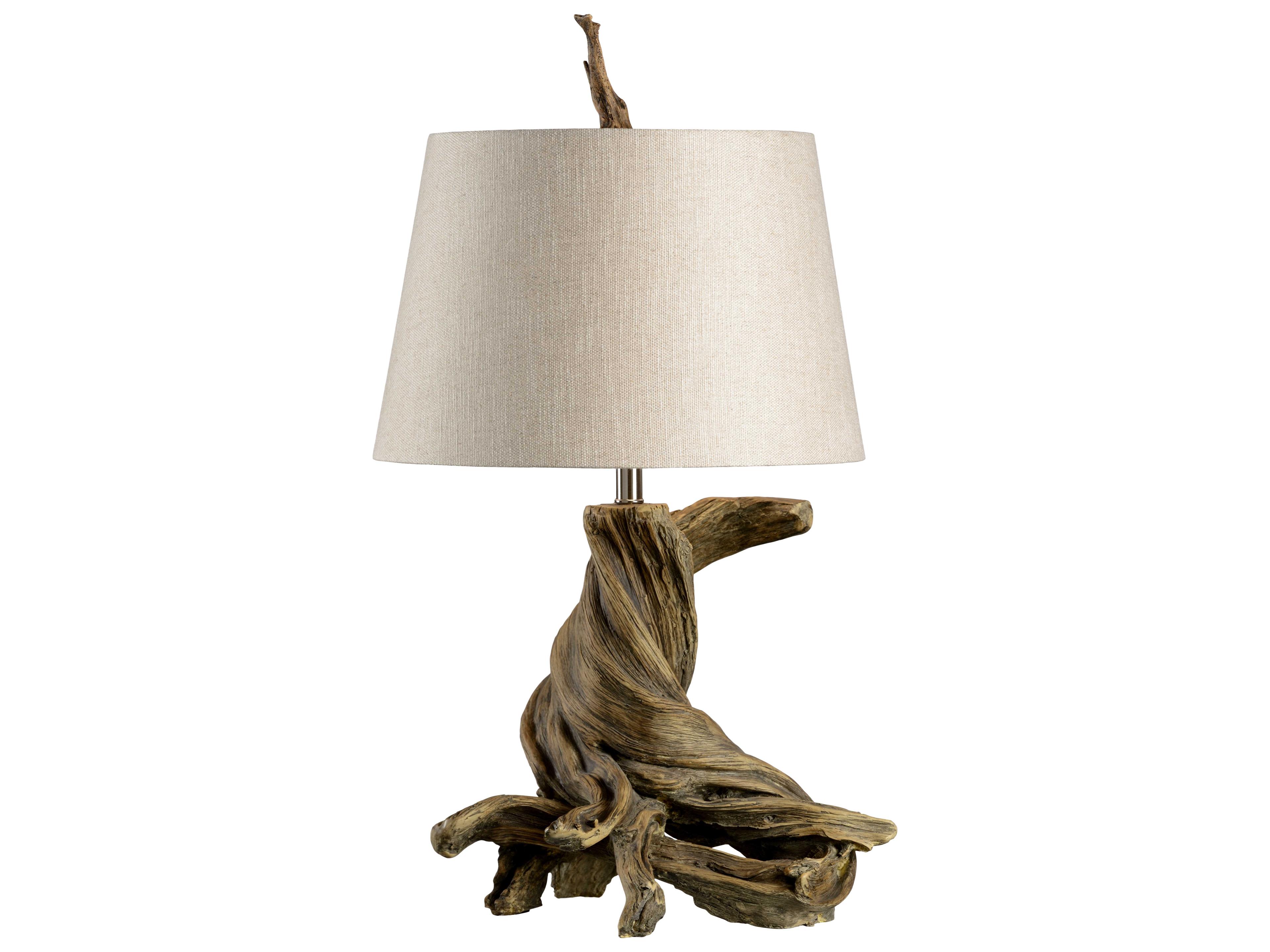Wildwood Olmsted Oak Wood Natural Linen Buffet Lamp