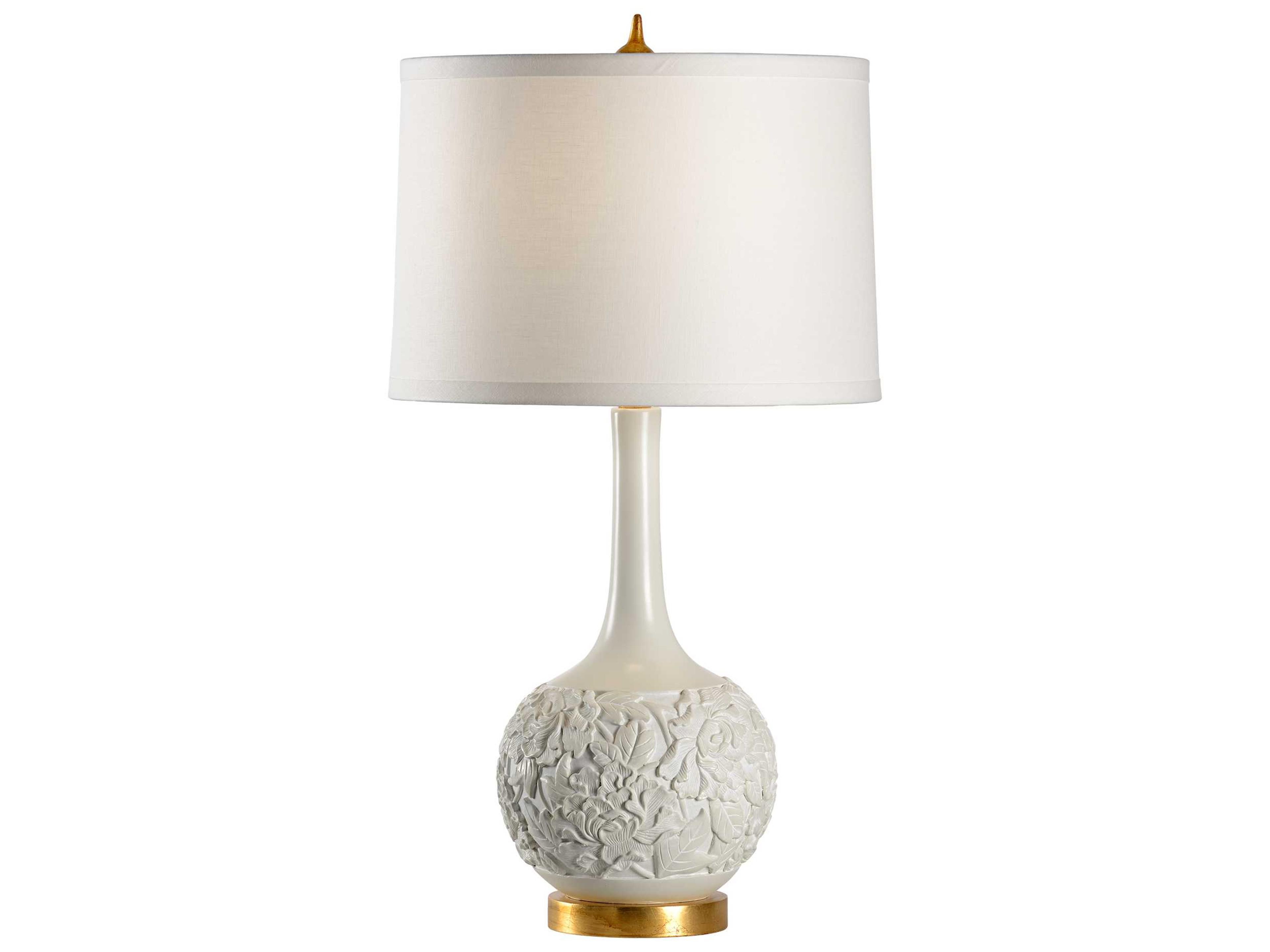 Edith Oyster Whitewashed Ivory Linen Buffet Lamp