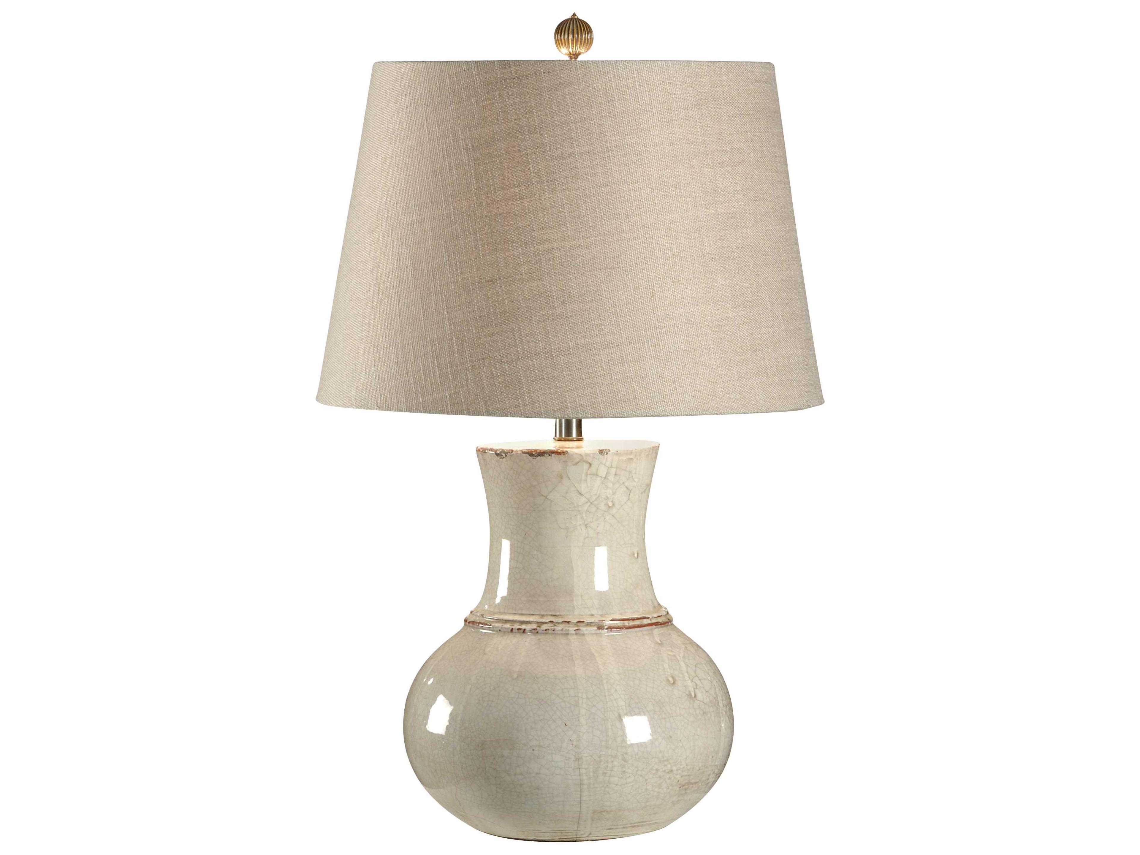 Wildwood Modena Old White Natural Linen Buffet Lamp