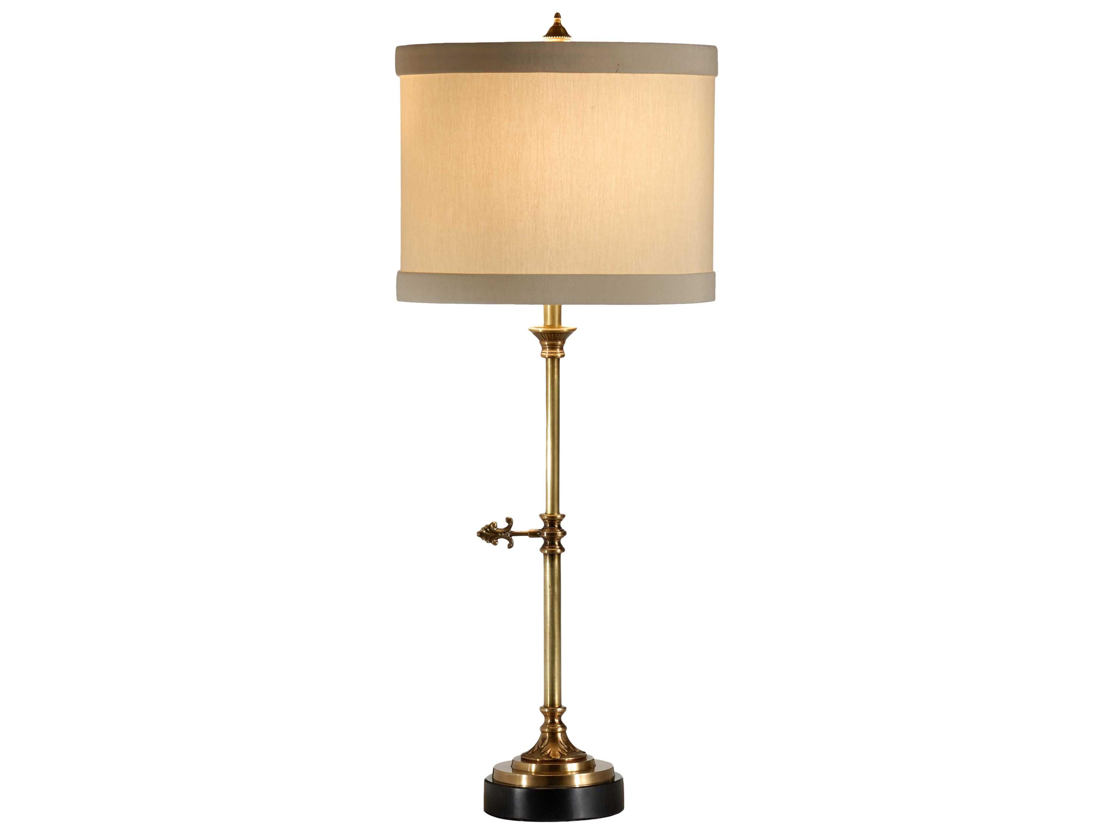 Wildwood Complex Key Antique Patina Light Taupe Silkette Brass Buffet Lamp