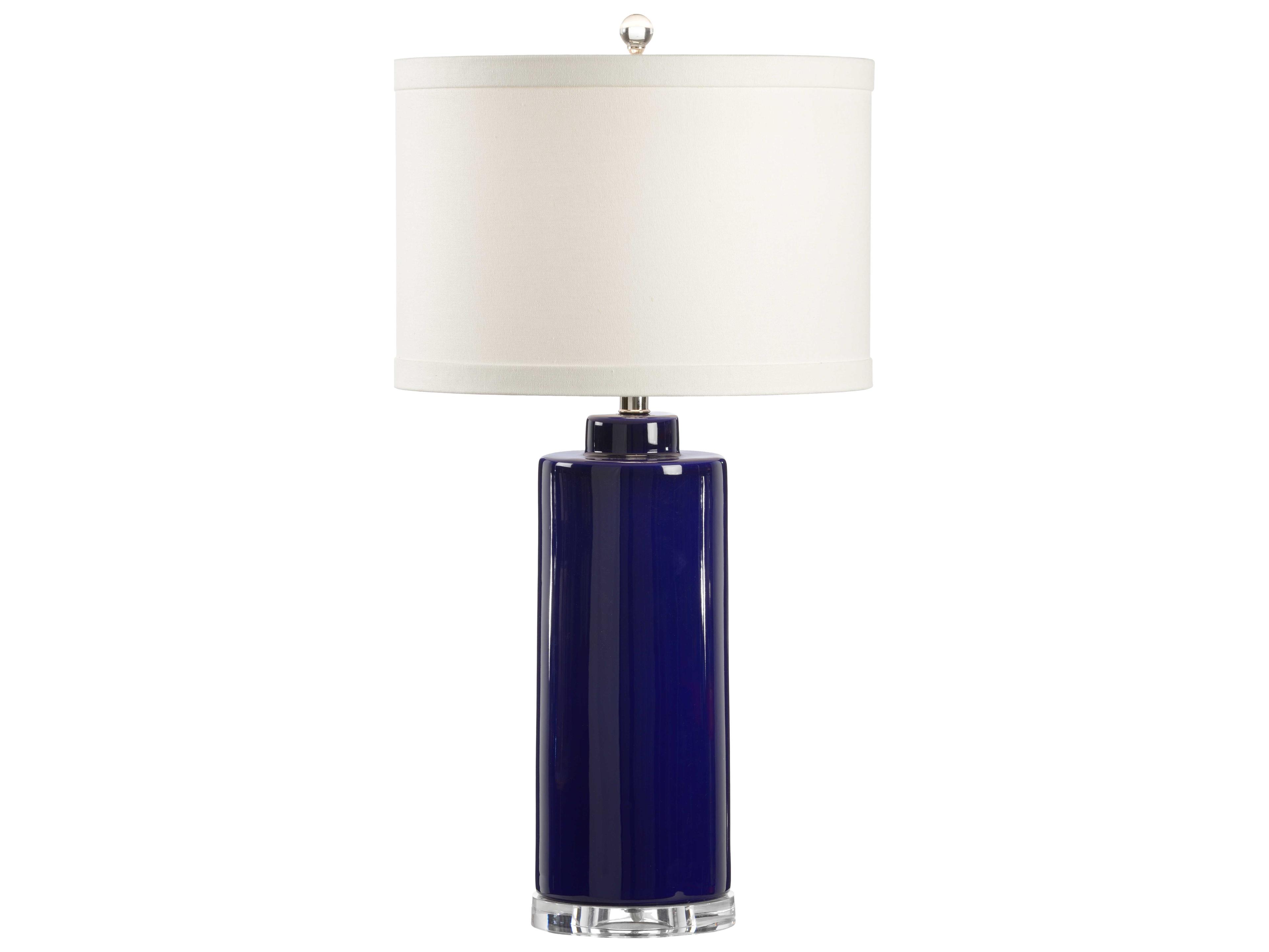 Edith Royal Blue Cream Linen Buffet Lamp