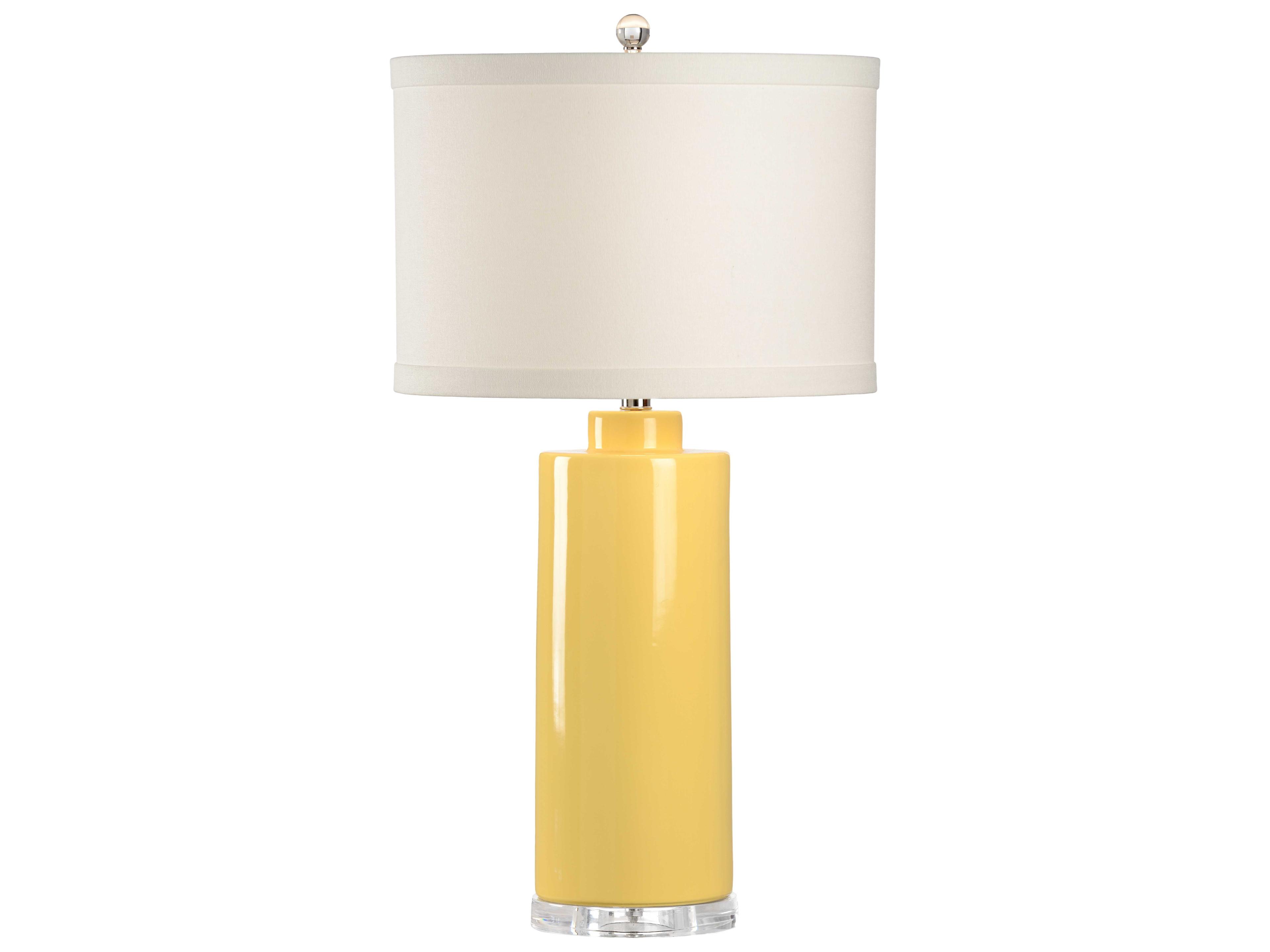 Edith Sunflower Yellow Cream Linen Buffet Lamp