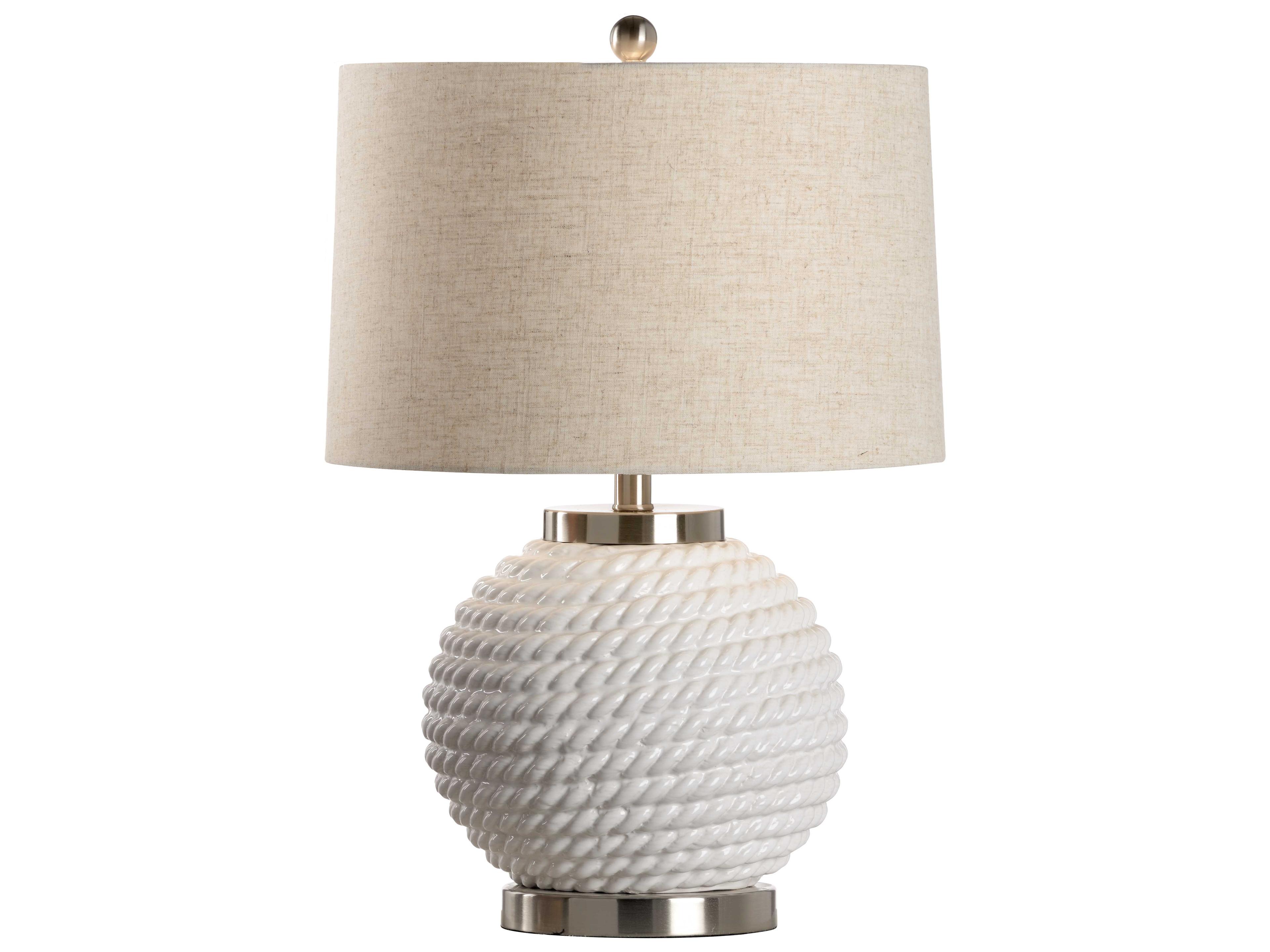 Wildwood Marina Ice White Natural Linen Table Lamp