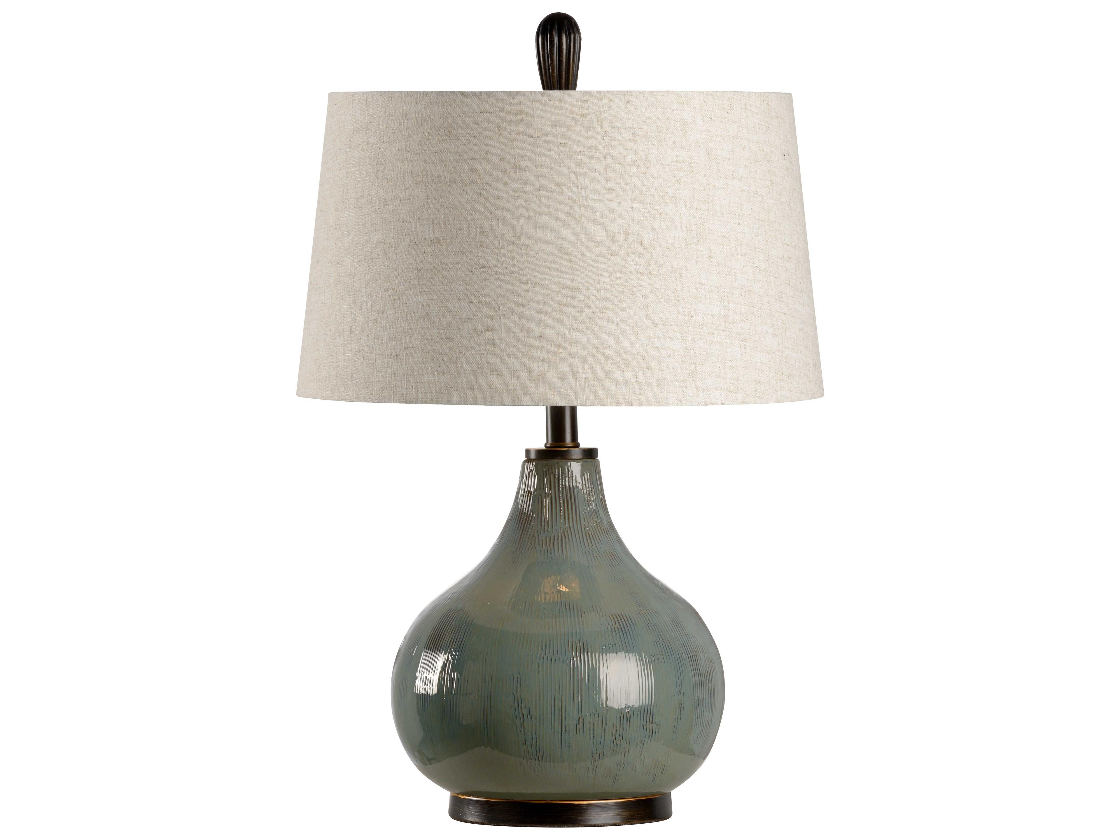 Fig Moss Green Natural Linen Table Lamp