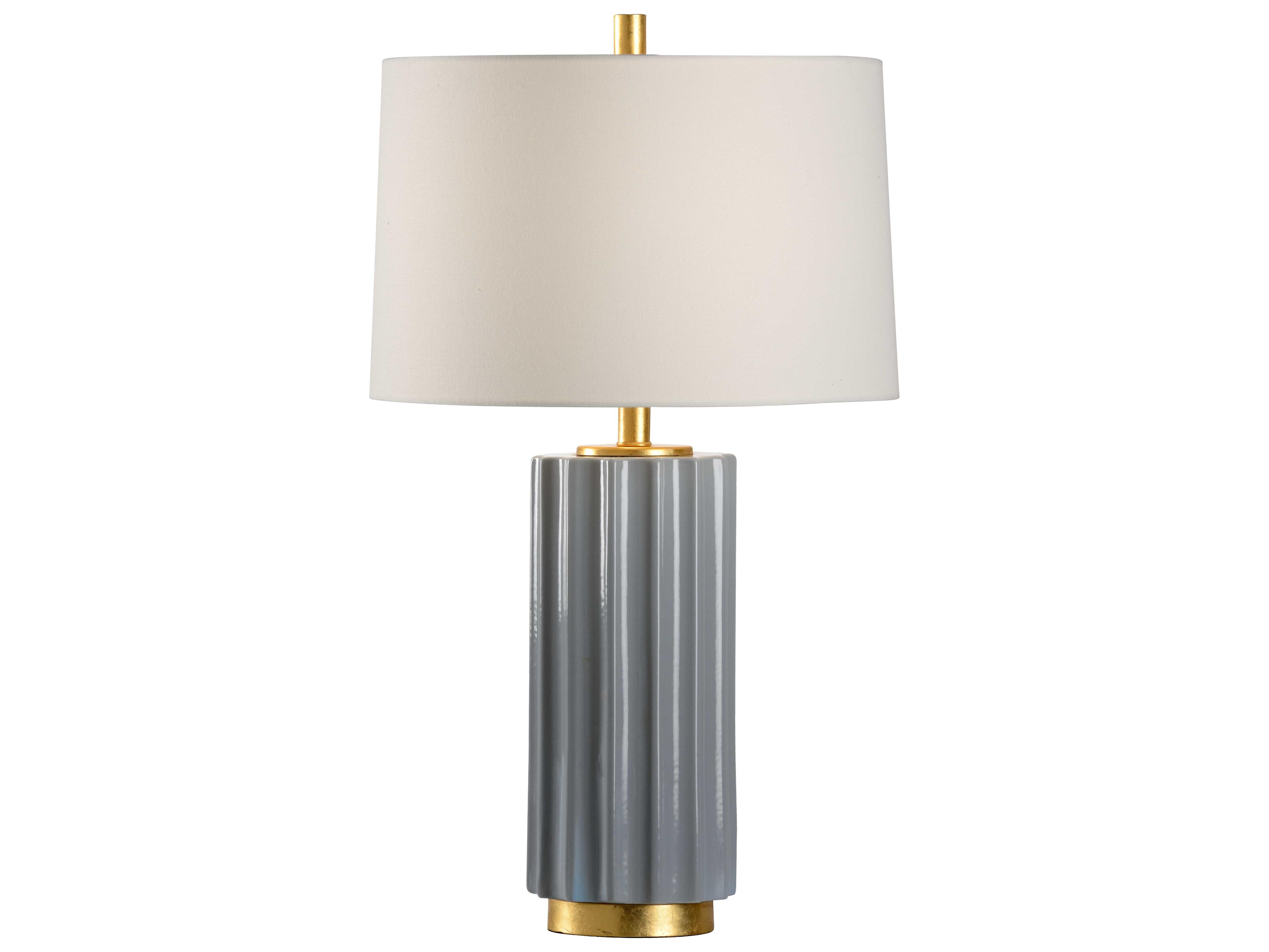 Mythos Slate Gray Off White Linen Gold Buffet Lamp