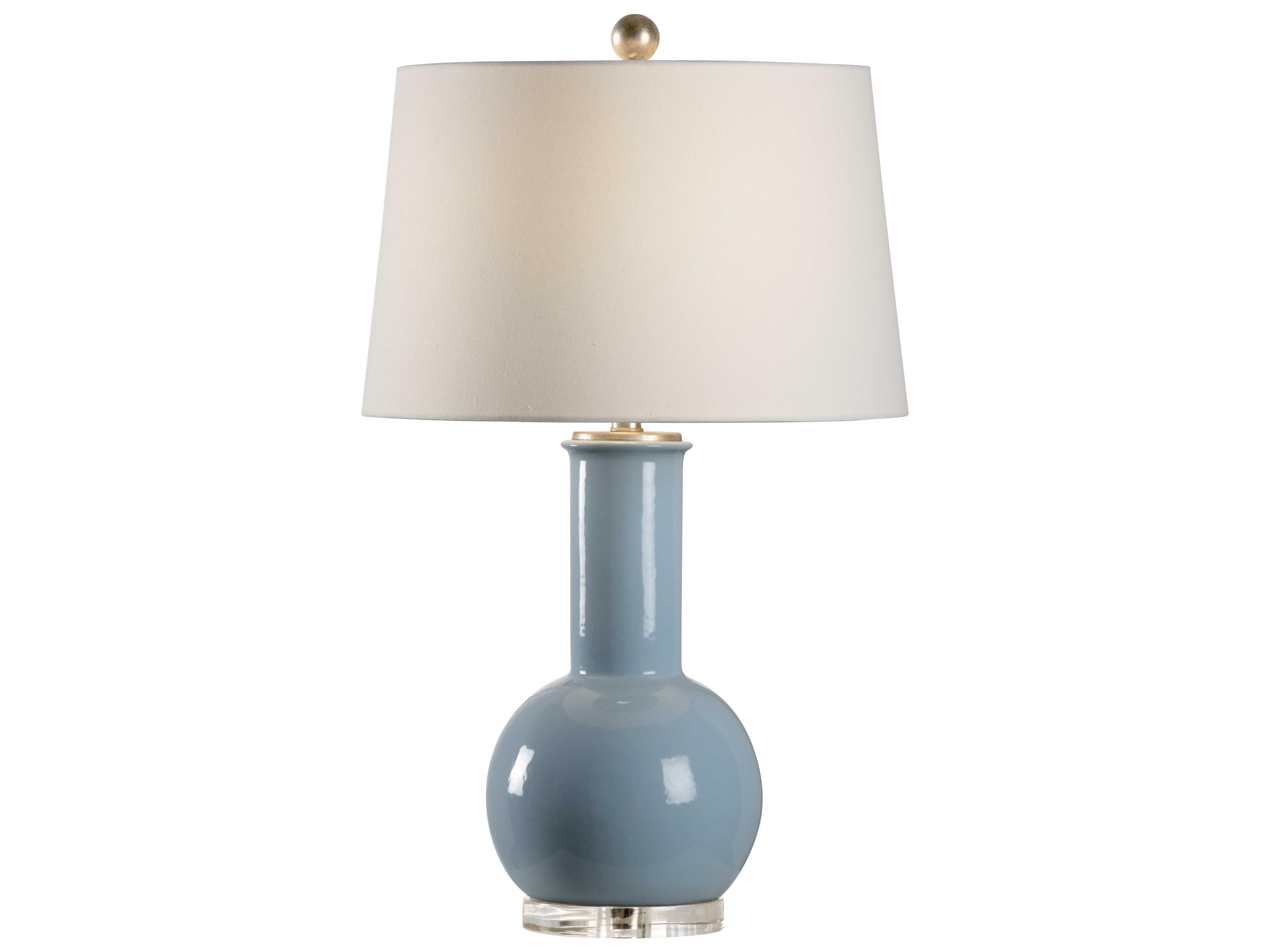 Dharma Sky Blue Off White Linen Buffet Lamp