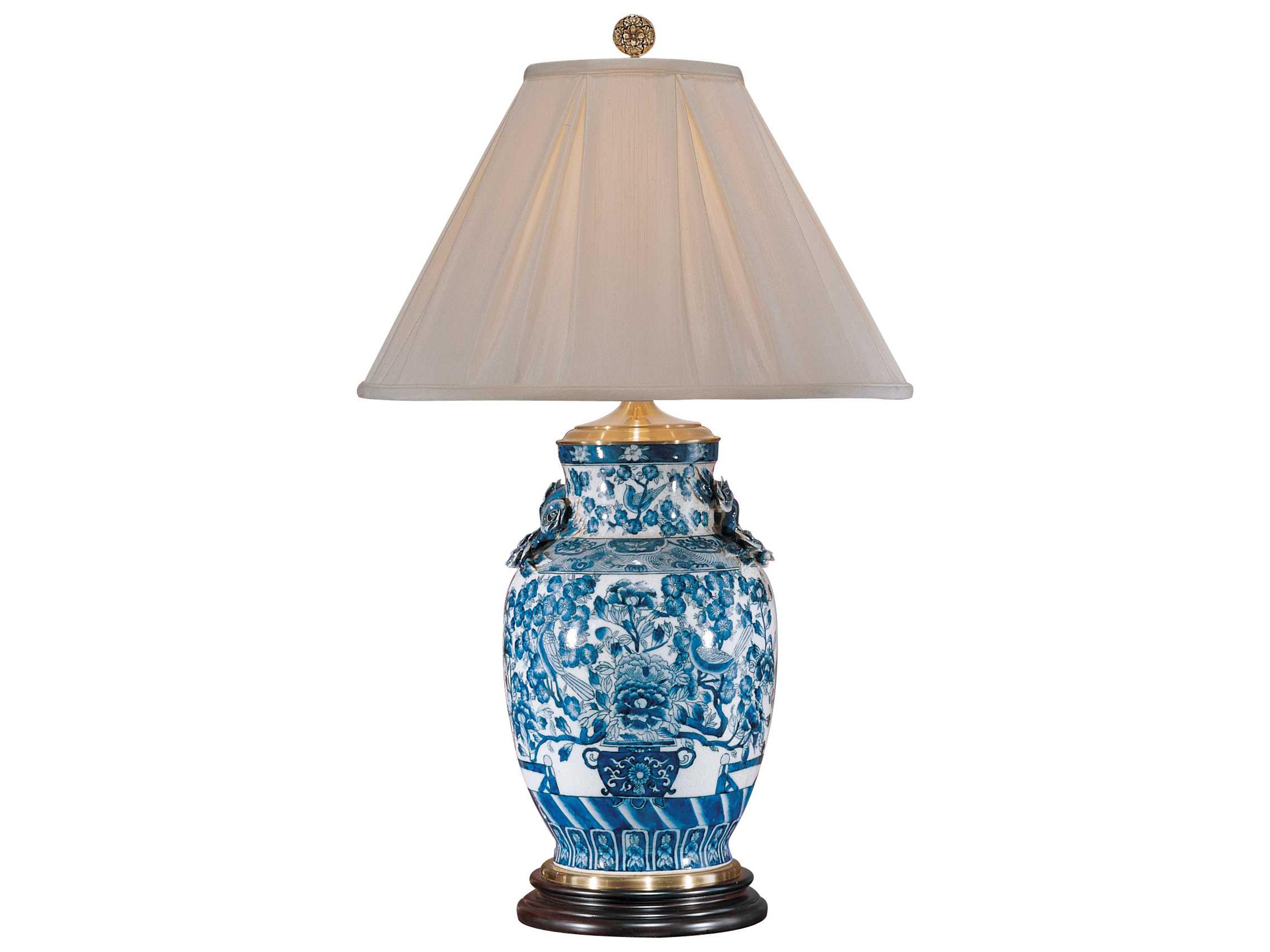 Wildwood Flowers Overflowing Blue White Bone Silkette Buffet Lamp