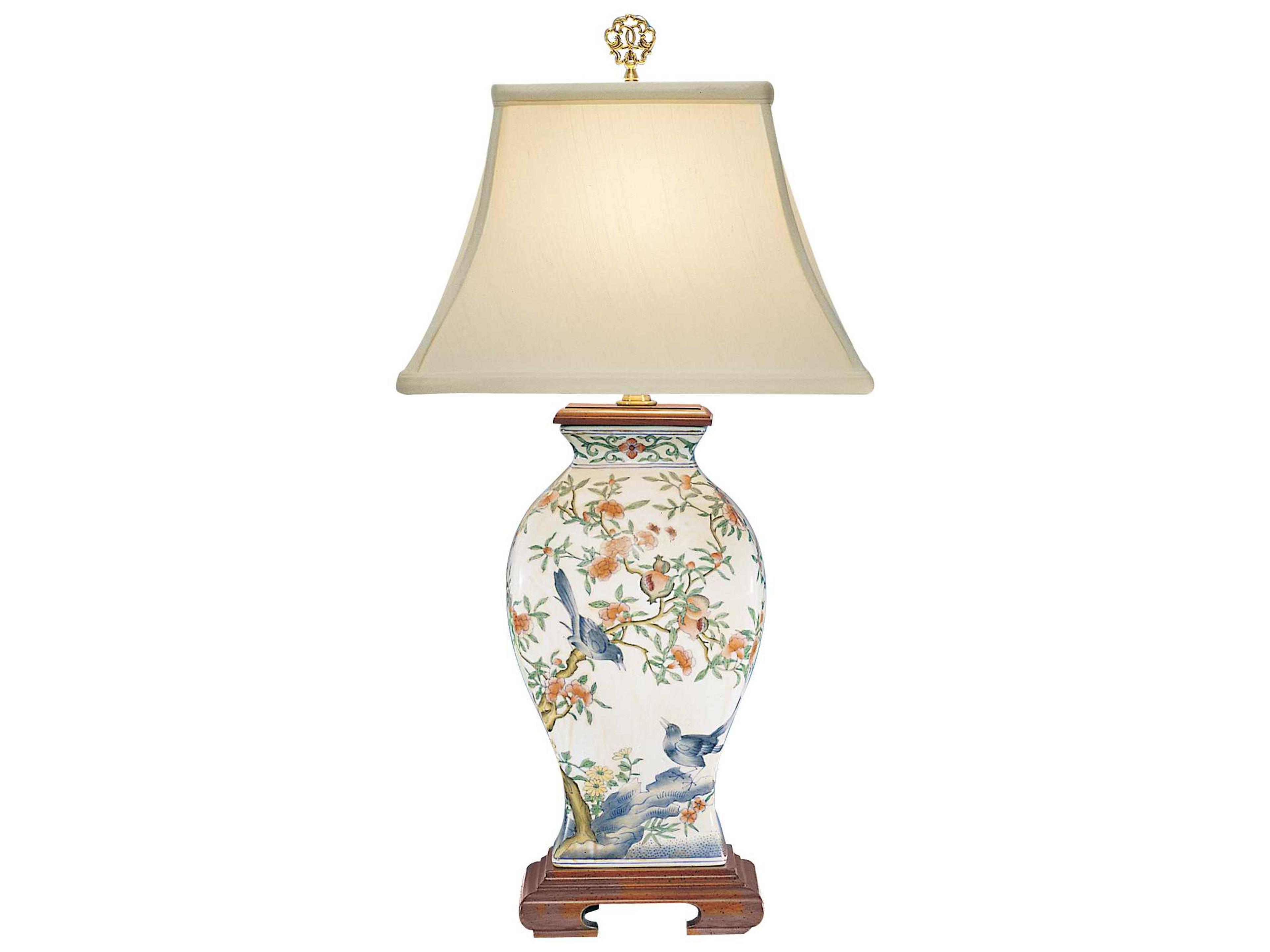 Pom 'n Bird White Blue Red Bone Silkette Buffet Lamp