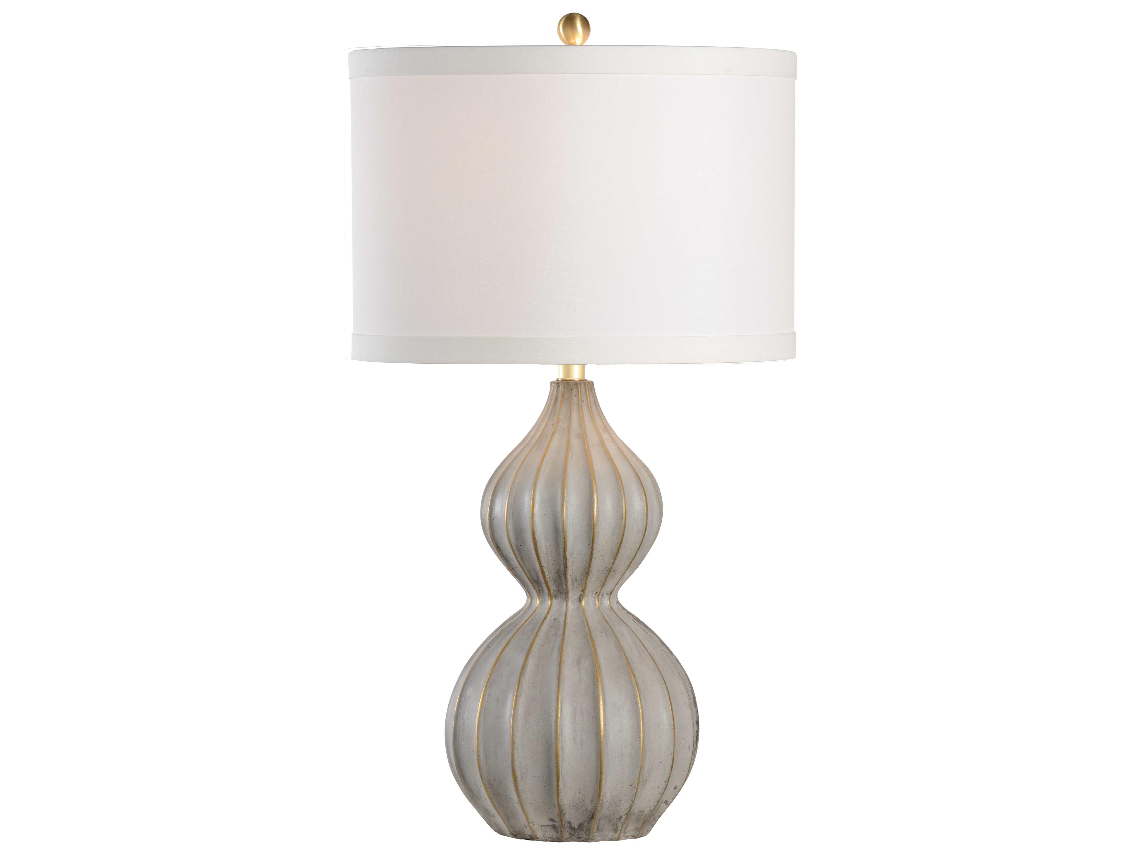 Wildwood Delphine Natural Concrete Gold Leaf Off White Silkette Gray Buffet Lamp