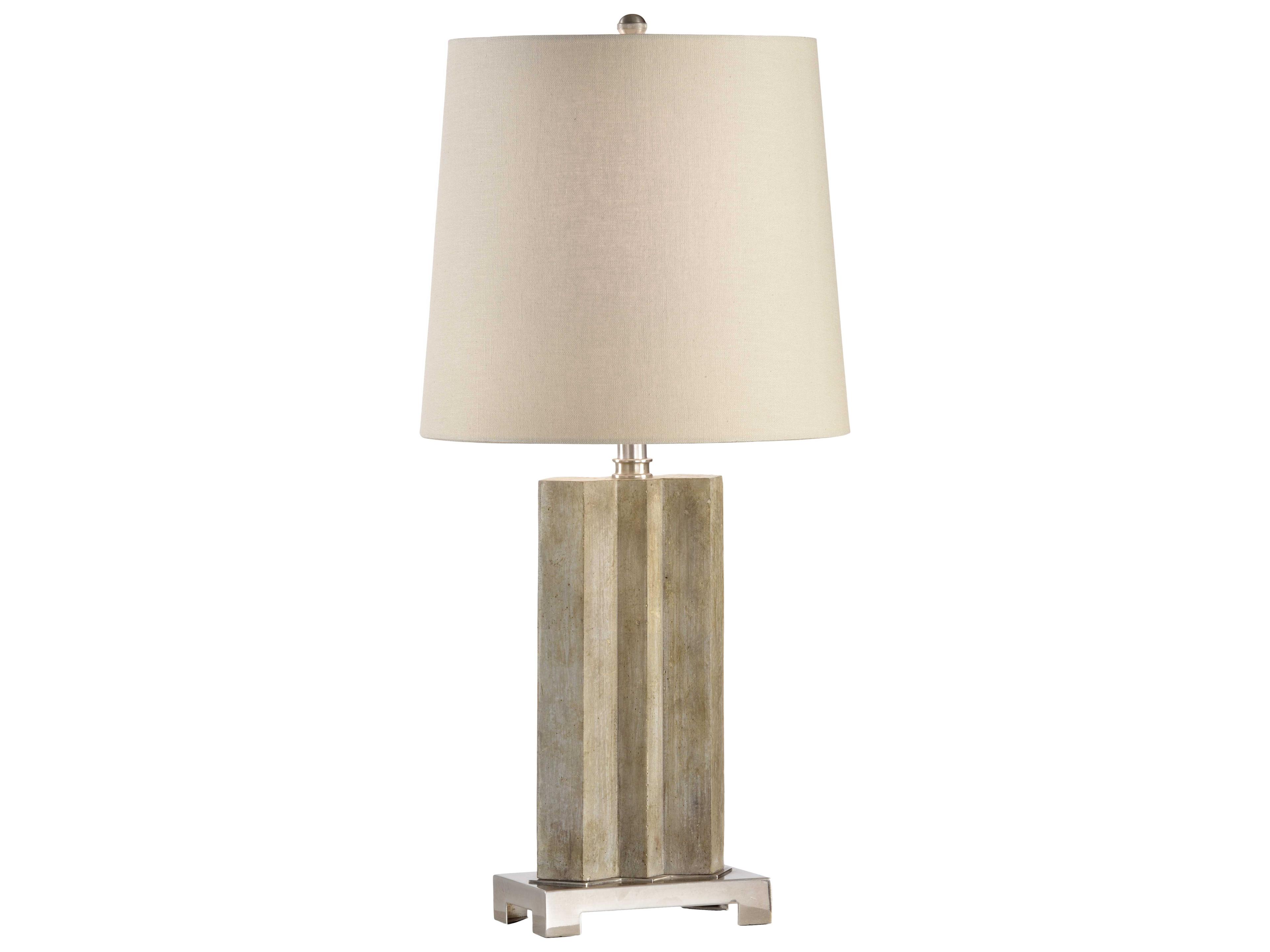 Wildwood Geo-I Patinated Taupe Linen Brass Buffet Lamp