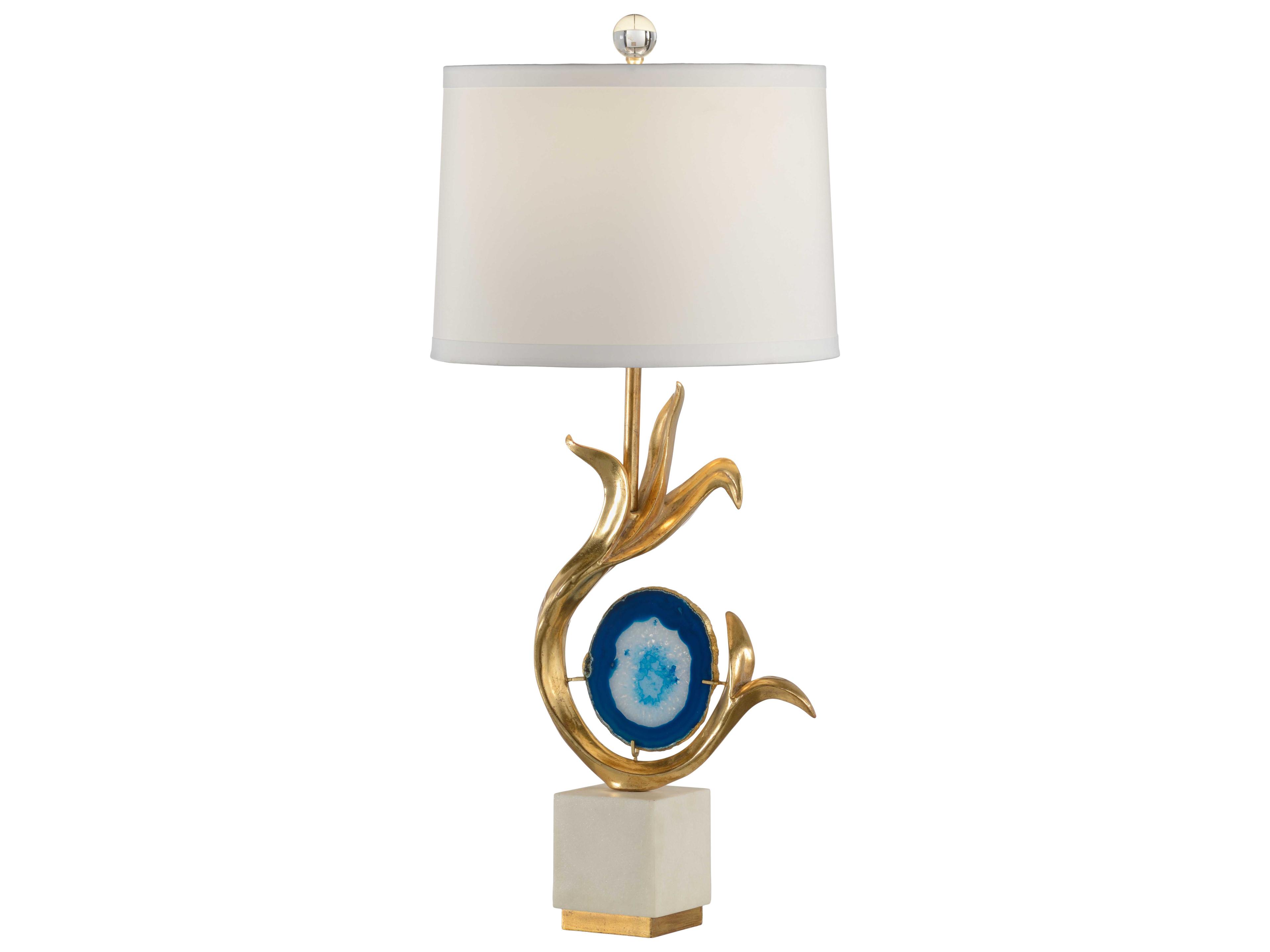 Zulli Gold Leaf Off White Silkette Blue Buffet Lamp