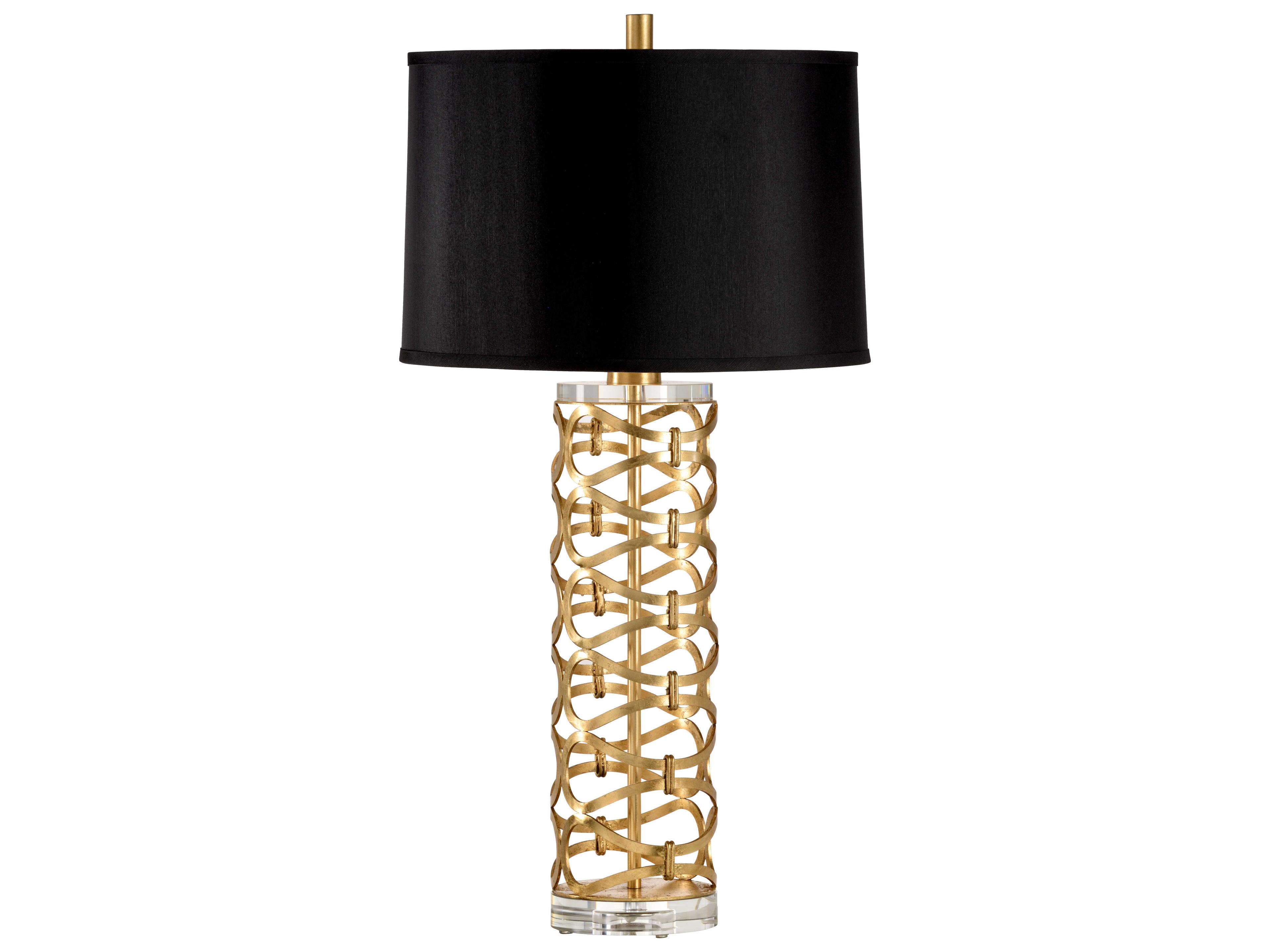 Wildwood Dazzling Antique Gold Leaf Black Silkette Buffet Lamp