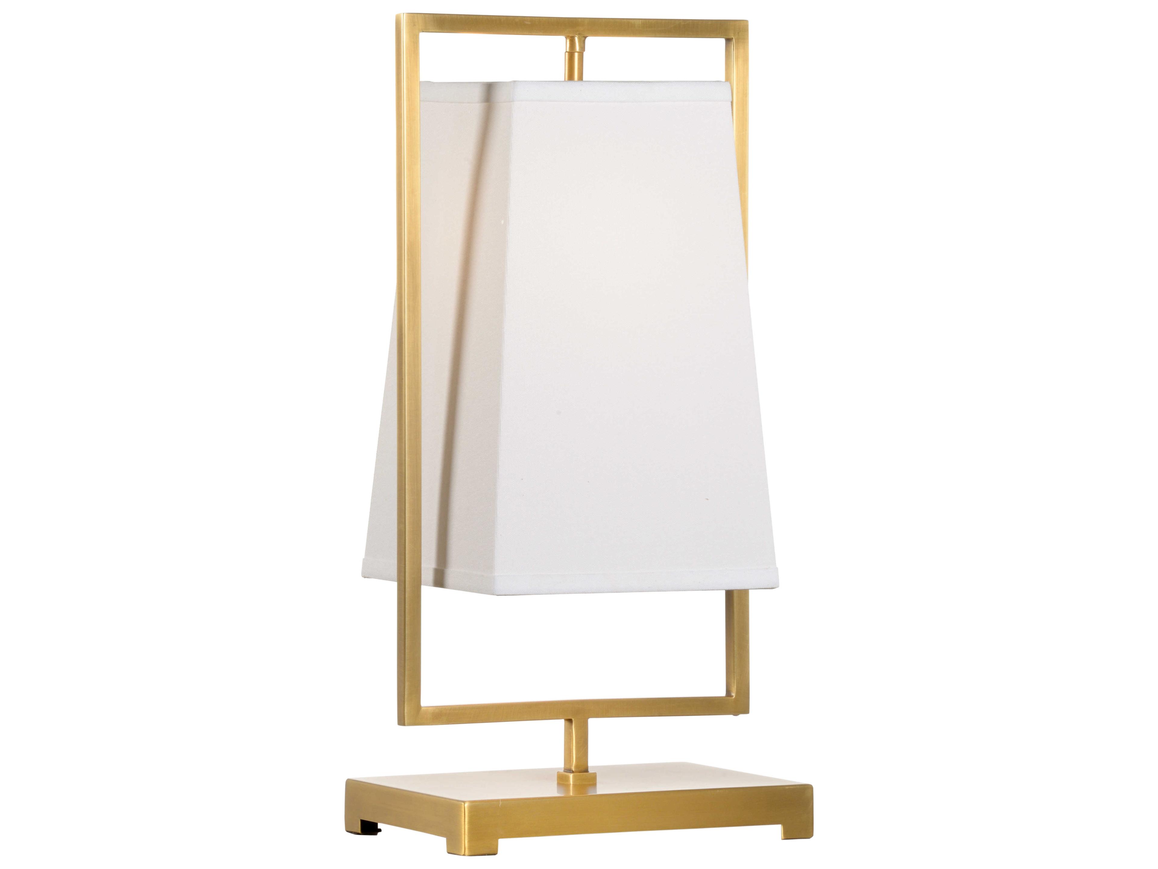 Belle Meade Antique Brass White Linen Table Lamp