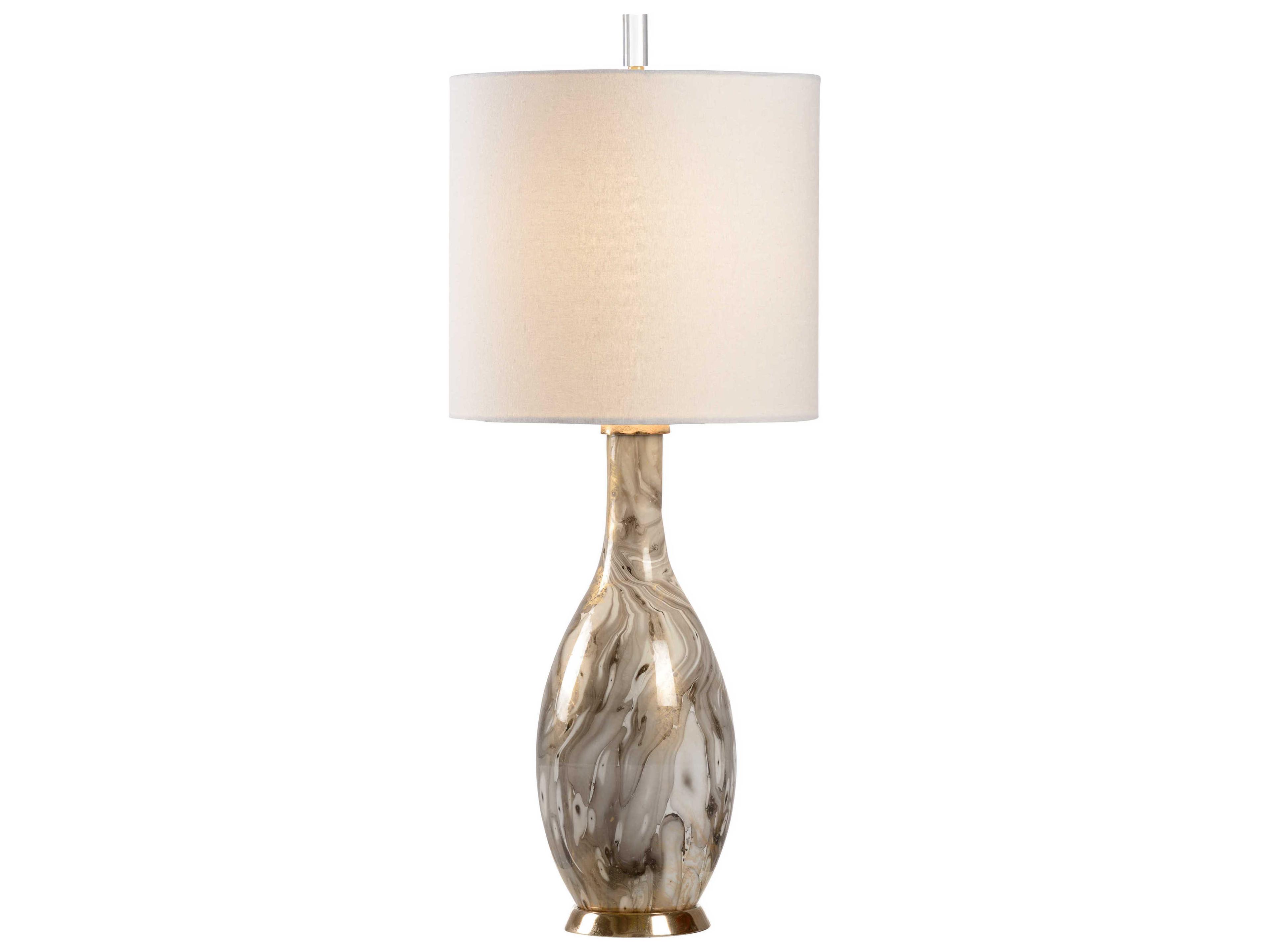 Wildwood Calacatta Gold Bottle Off White Linen Buffet Lamp