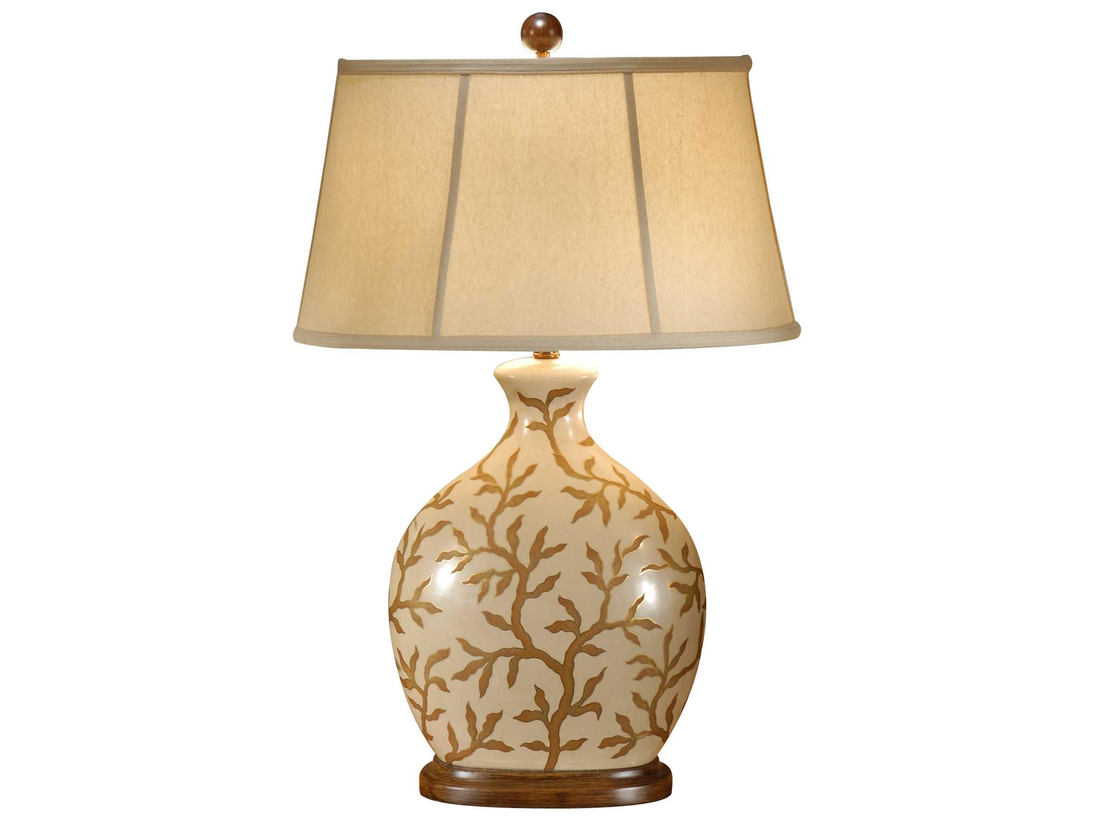 Wildwood Frantic Branches Tan Beige Linen Off White Buffet Lamp