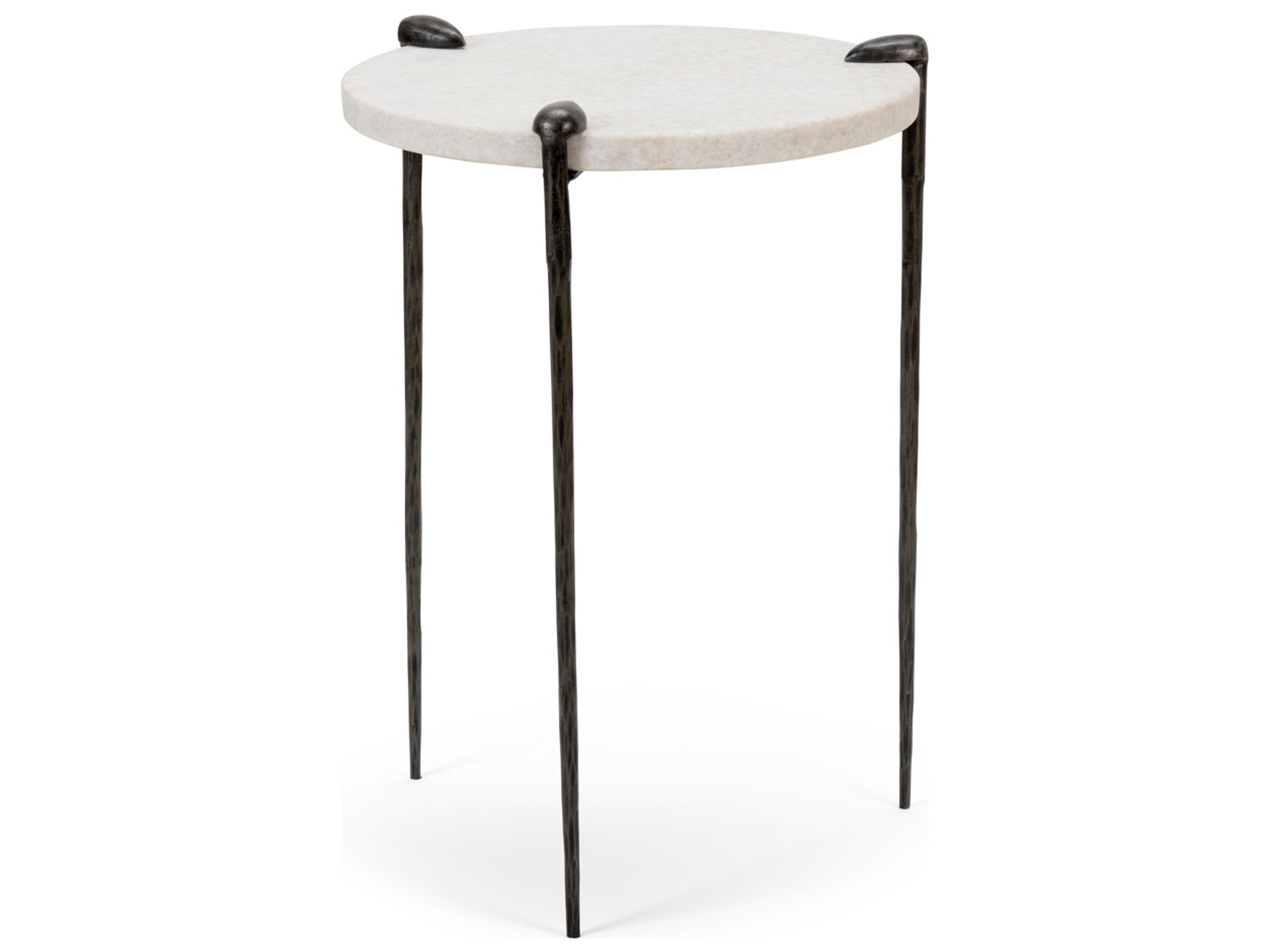 Wildwood Tate Round Marble Raw Steel End Table