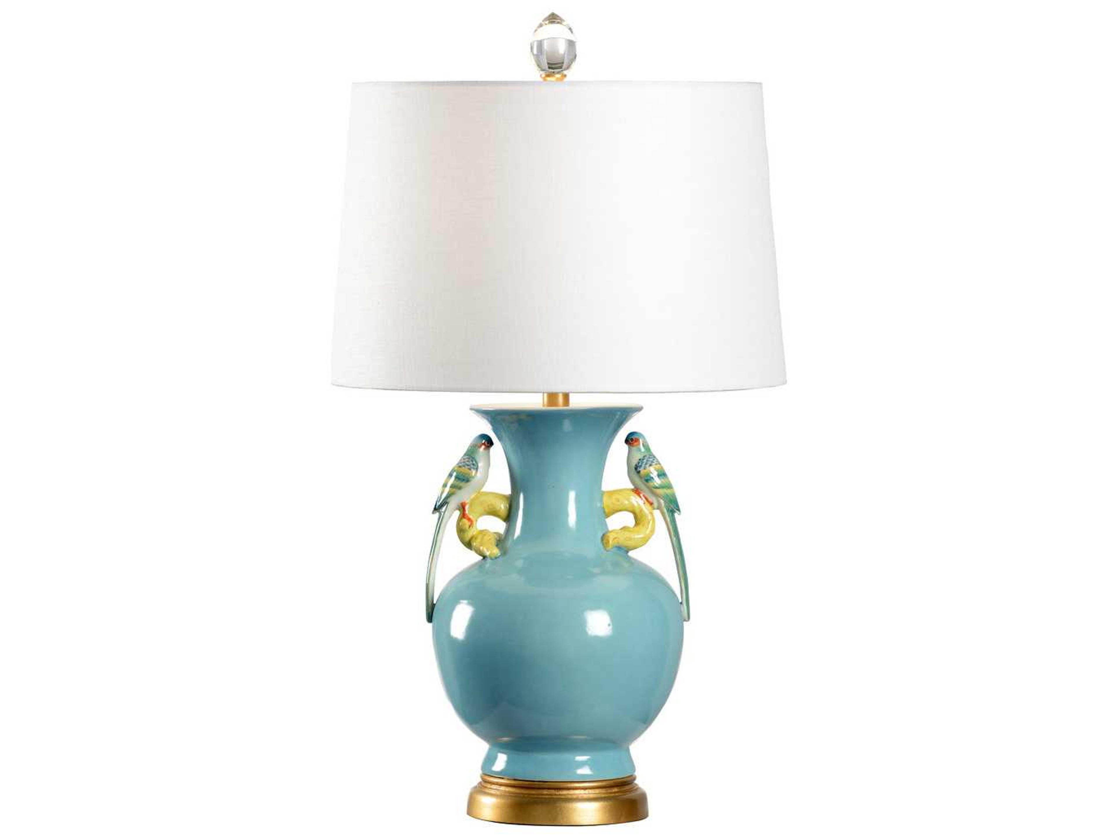 Tori Blue Off White Linen Gold Buffet Lamp