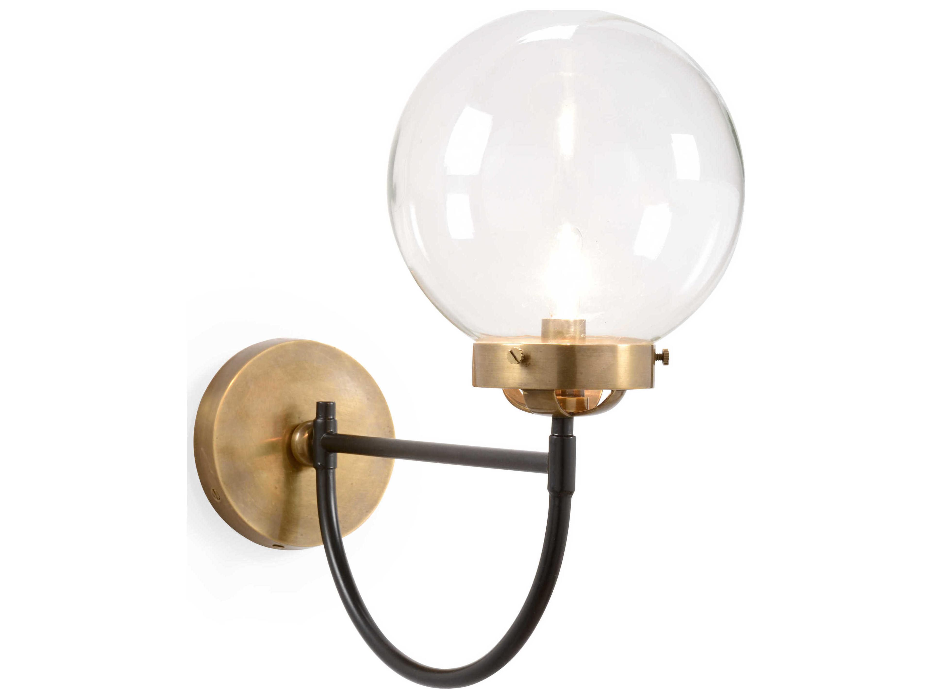 Bistro 1-Light Gold Black Brass Wall Sconce