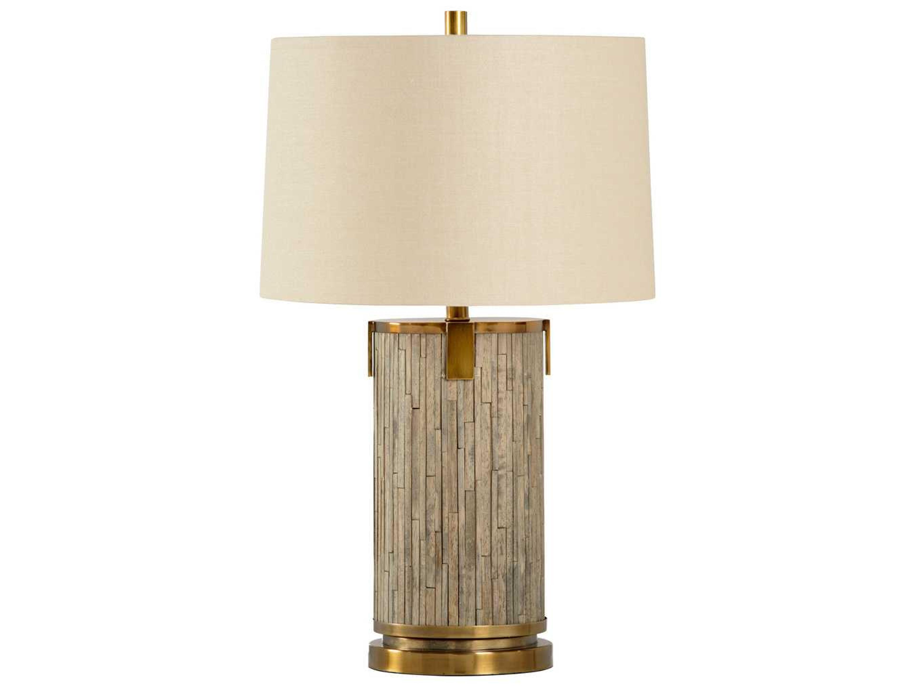 Wildwood White's Creek Driftwood Tan Linen Brass Buffet Lamp