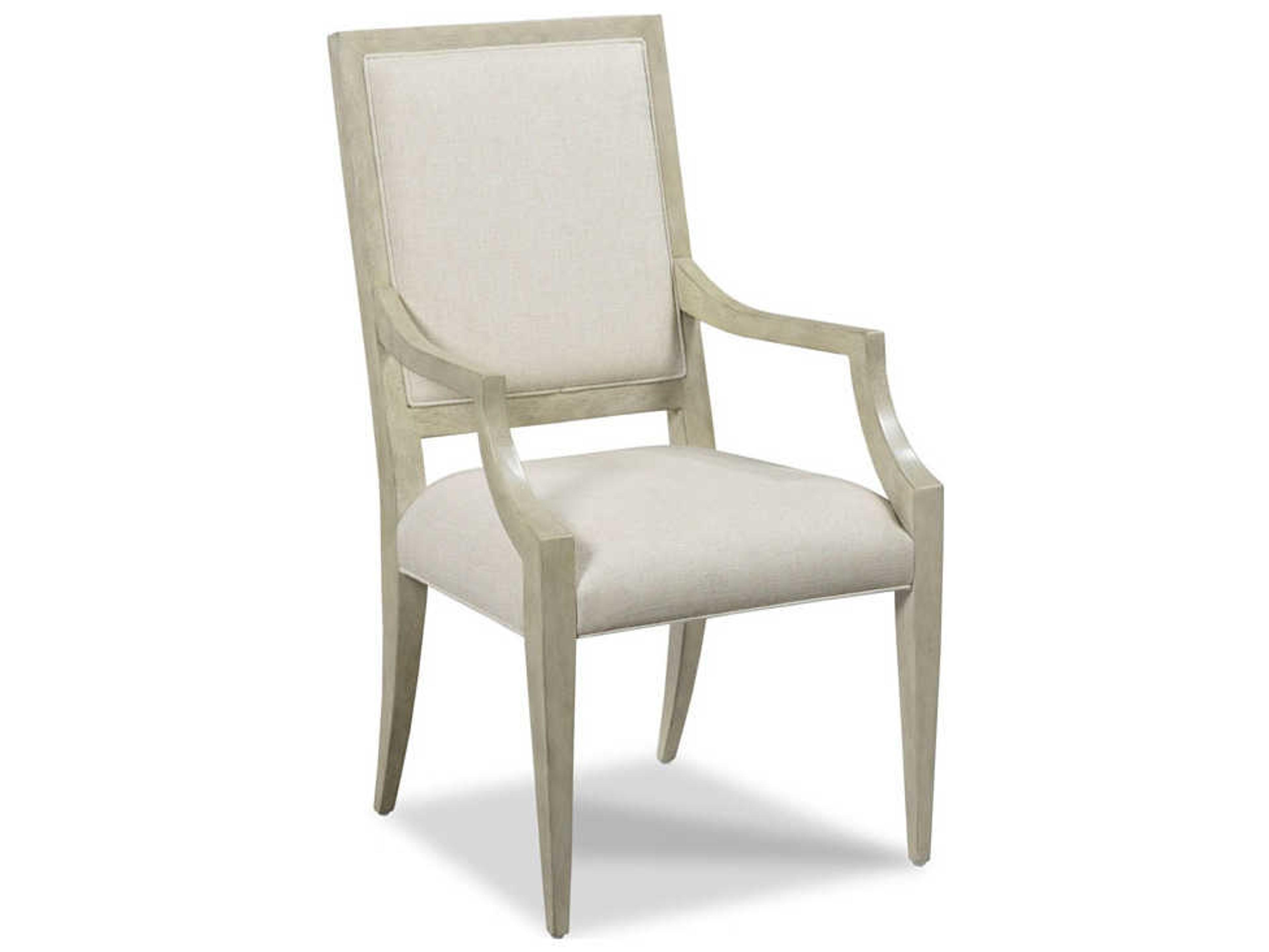 Callisto Solid Wood White Upholstered Arm Dining Chair