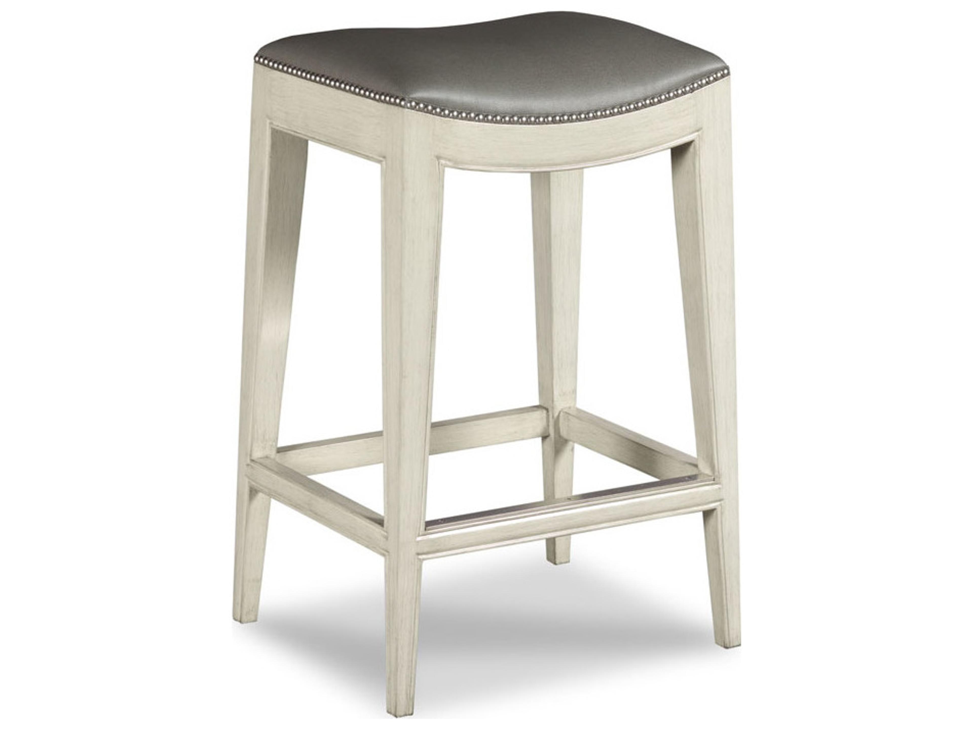 Jackson Saddle Seat Counter Stool in Carrara Finish with Gray Vinyl