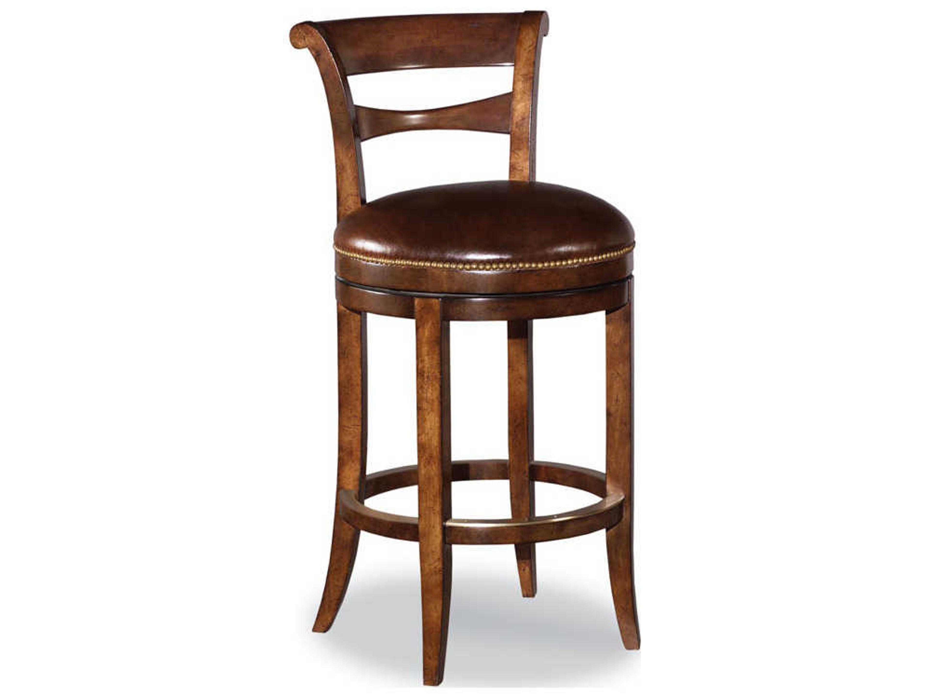 Bordeaux Swivel Leather Counter Stool with Nailhead Trim