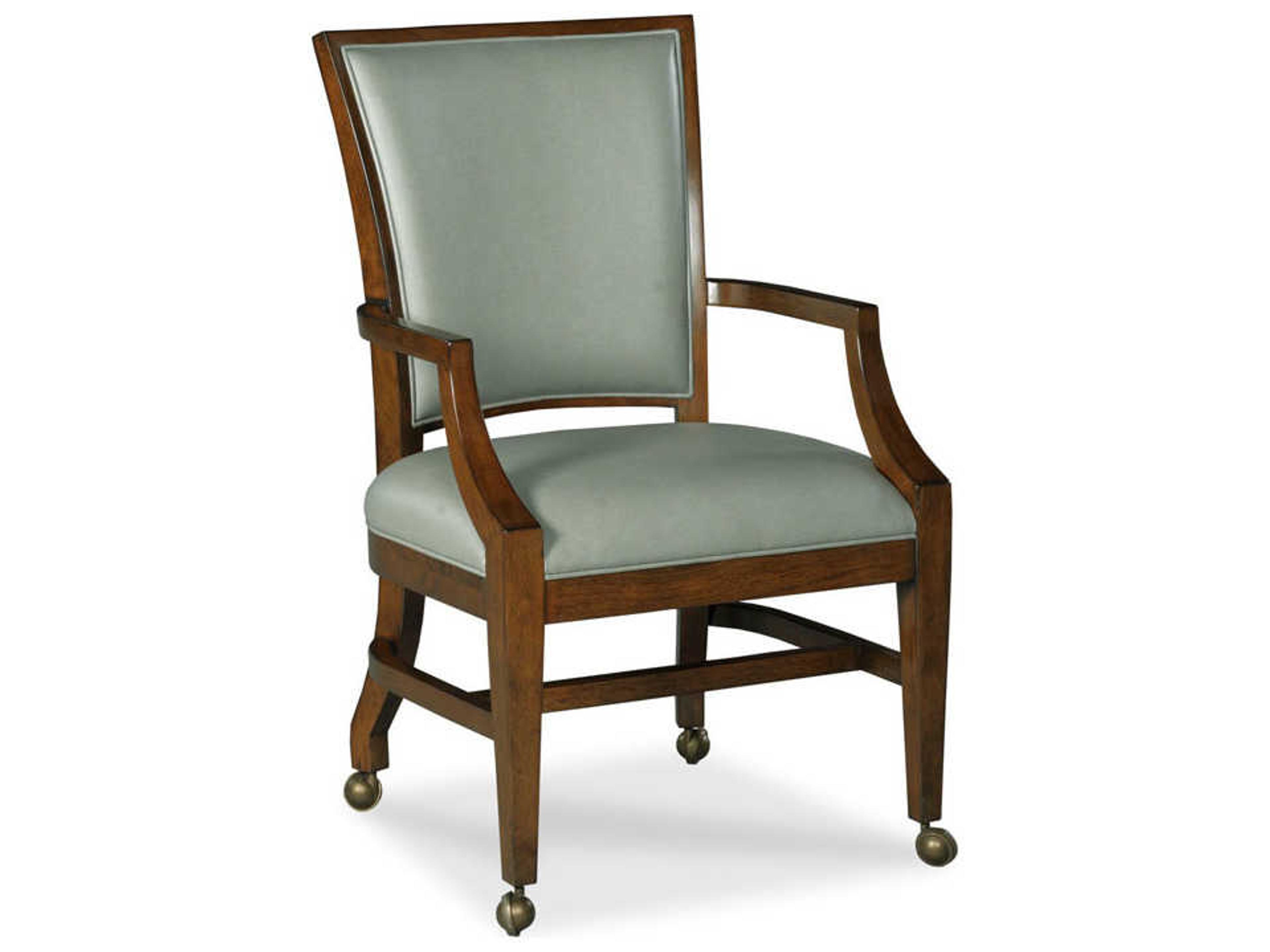 Woodbridge Sullivan Leather Hardwood Brown Upholstered Arm Dining Chair