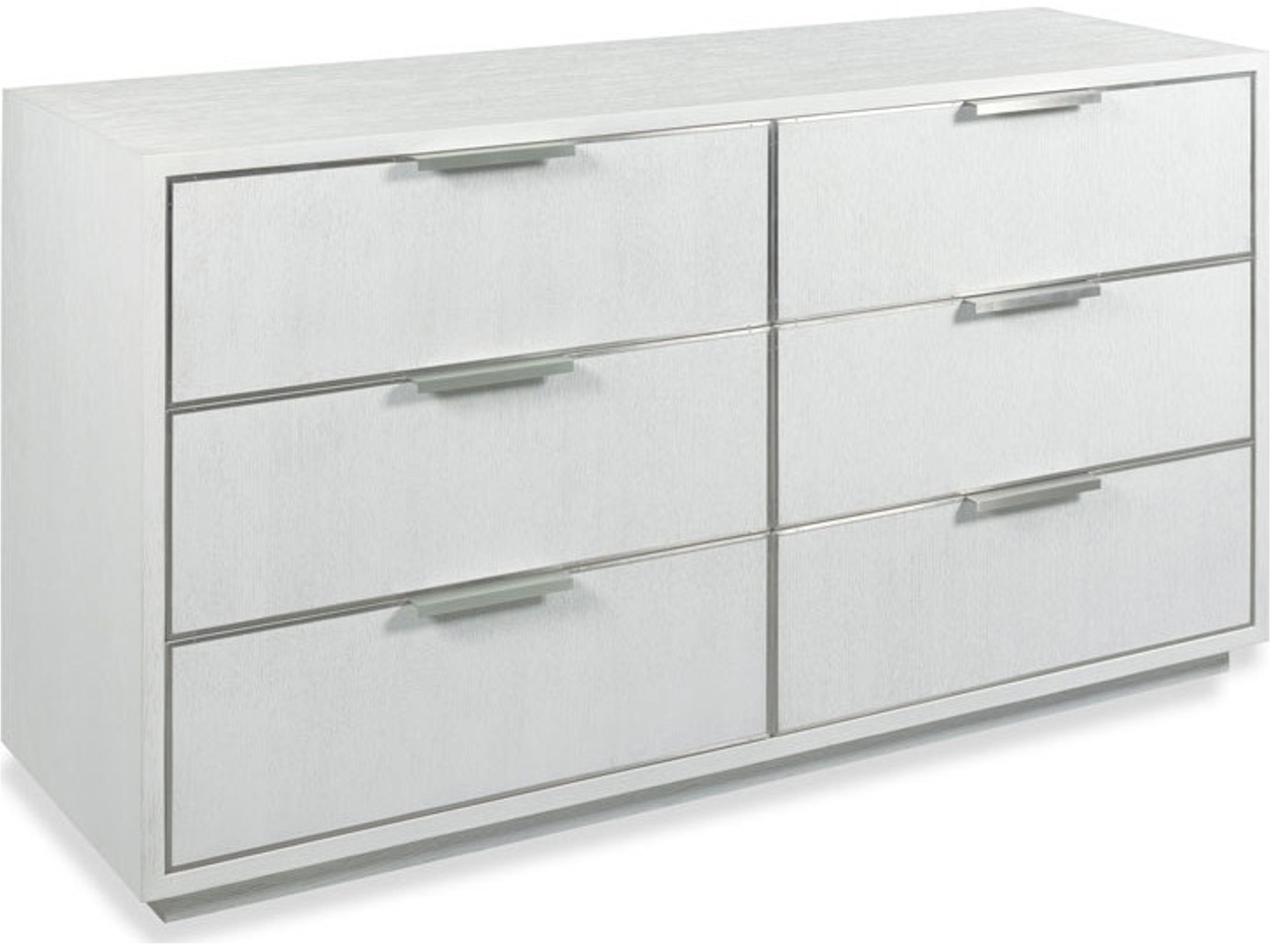 Huntington 6-Drawers White Oak Wood Double Dresser