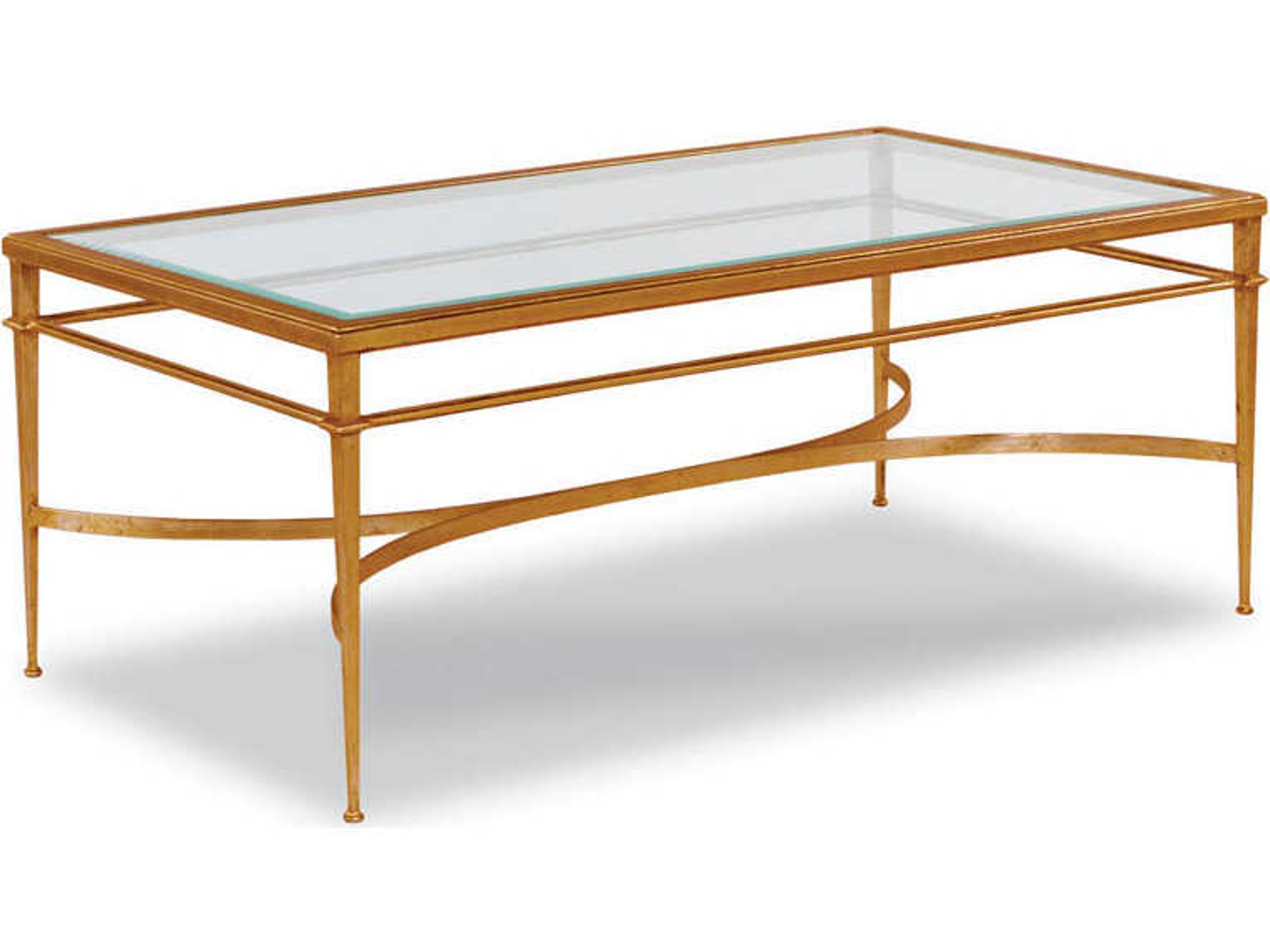 Madeline Rectangle Coffee Table in Gold Leaf with Glass Top