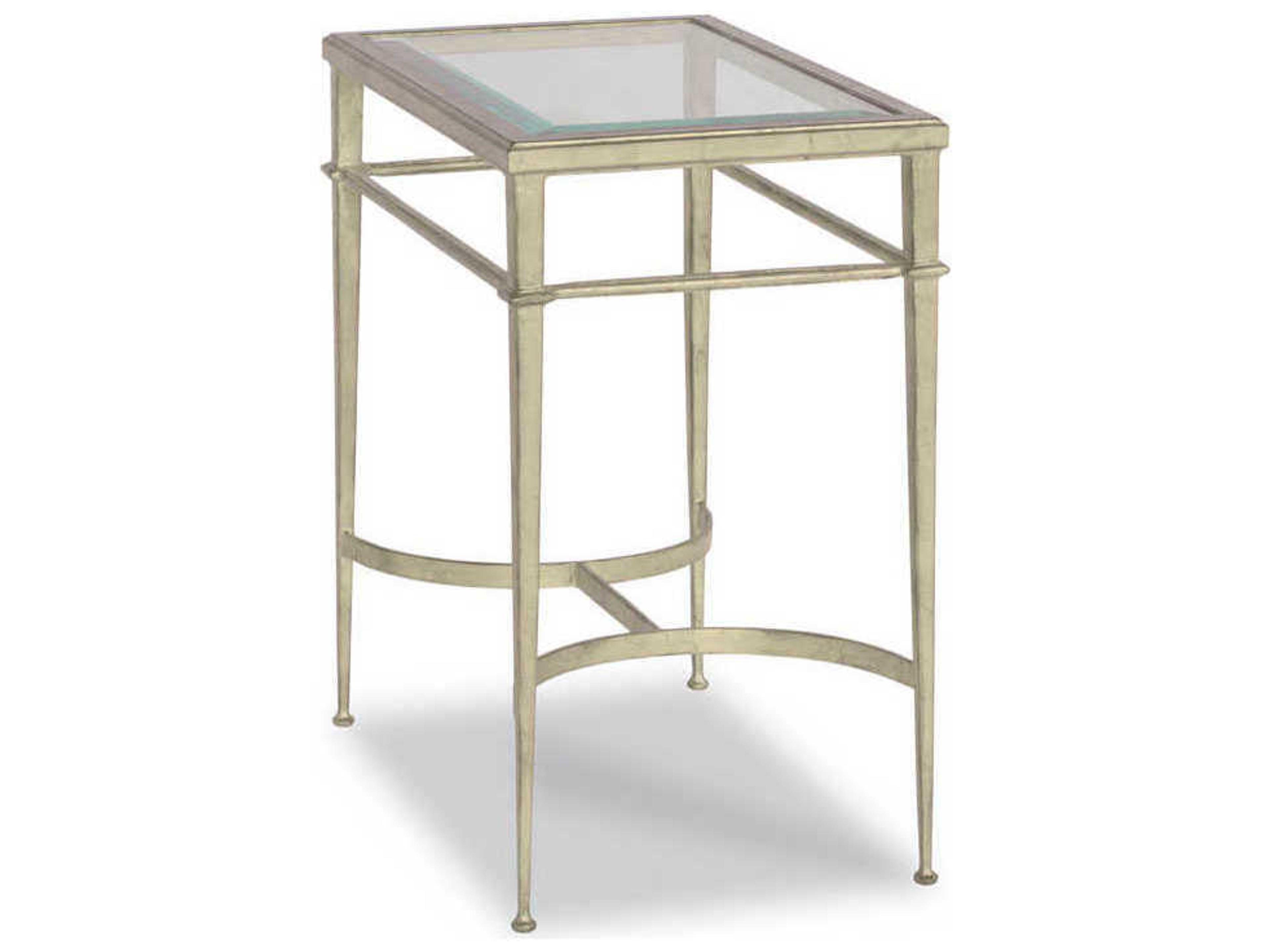 Madeline Rectangular Glass Silver Leaf Antique Patina End Table