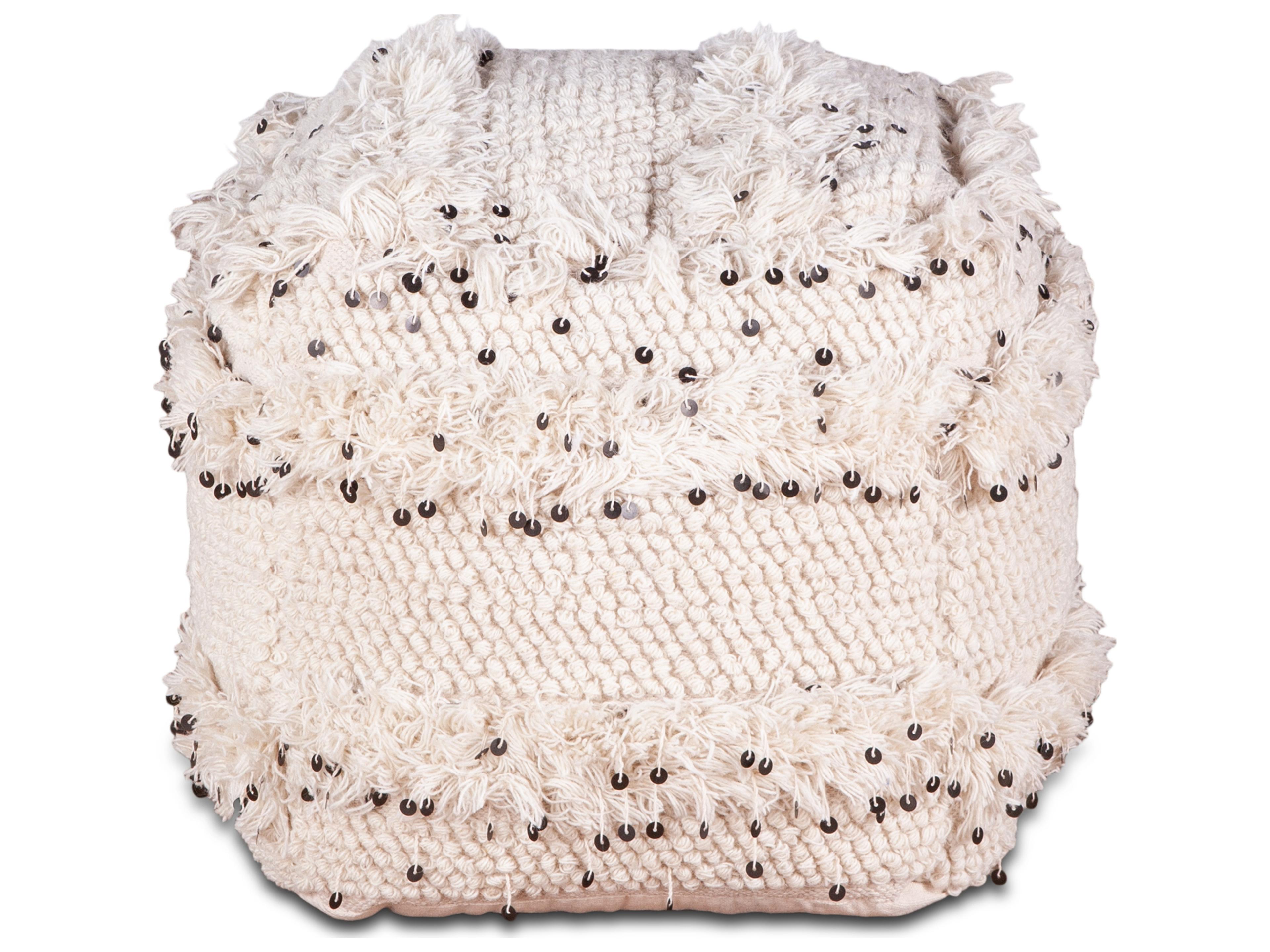 World Interiors Algiers White Upholstered Ottoman