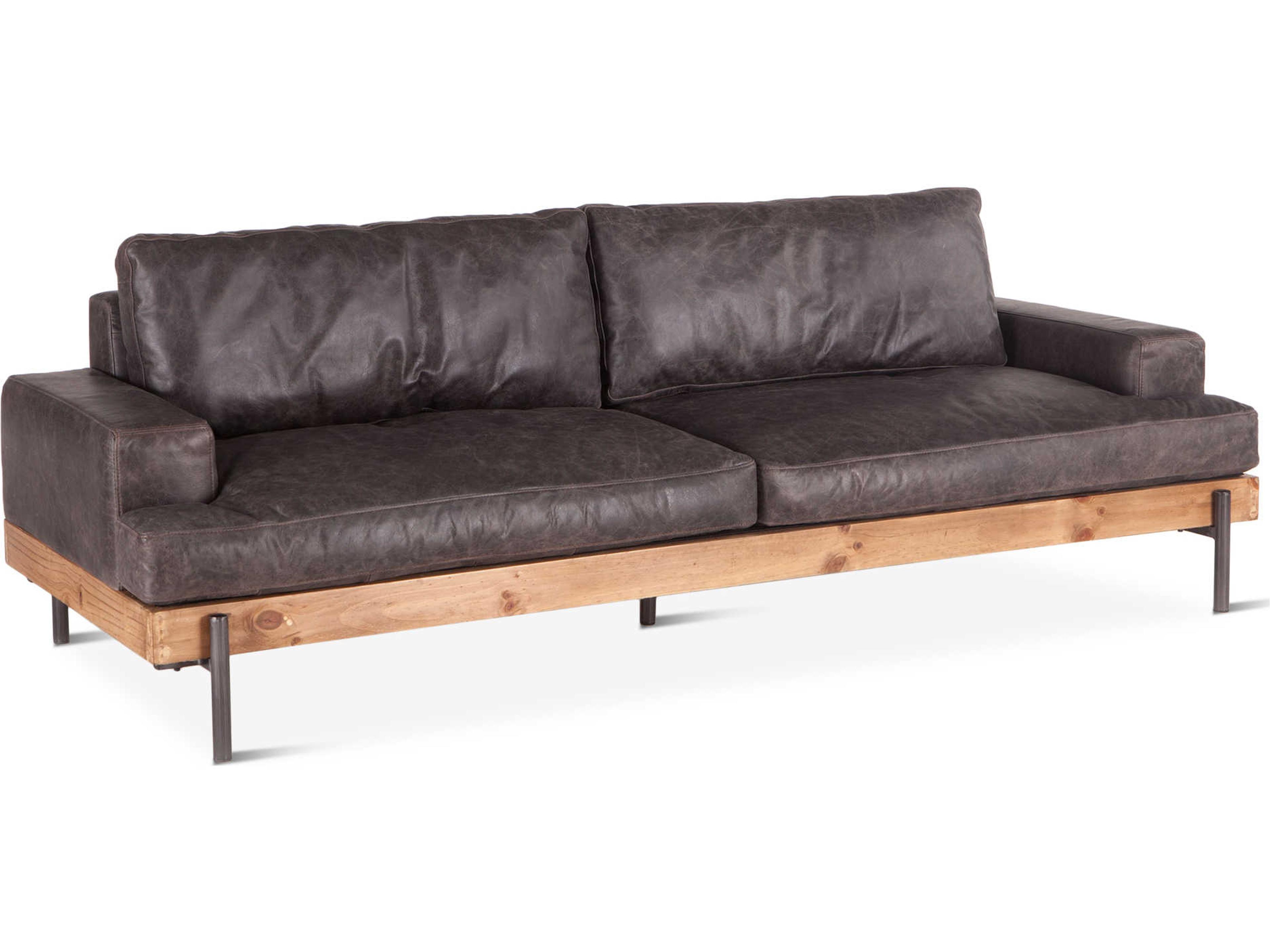 Chiavari Distressed Antique Zinc Brown Leather Sofa