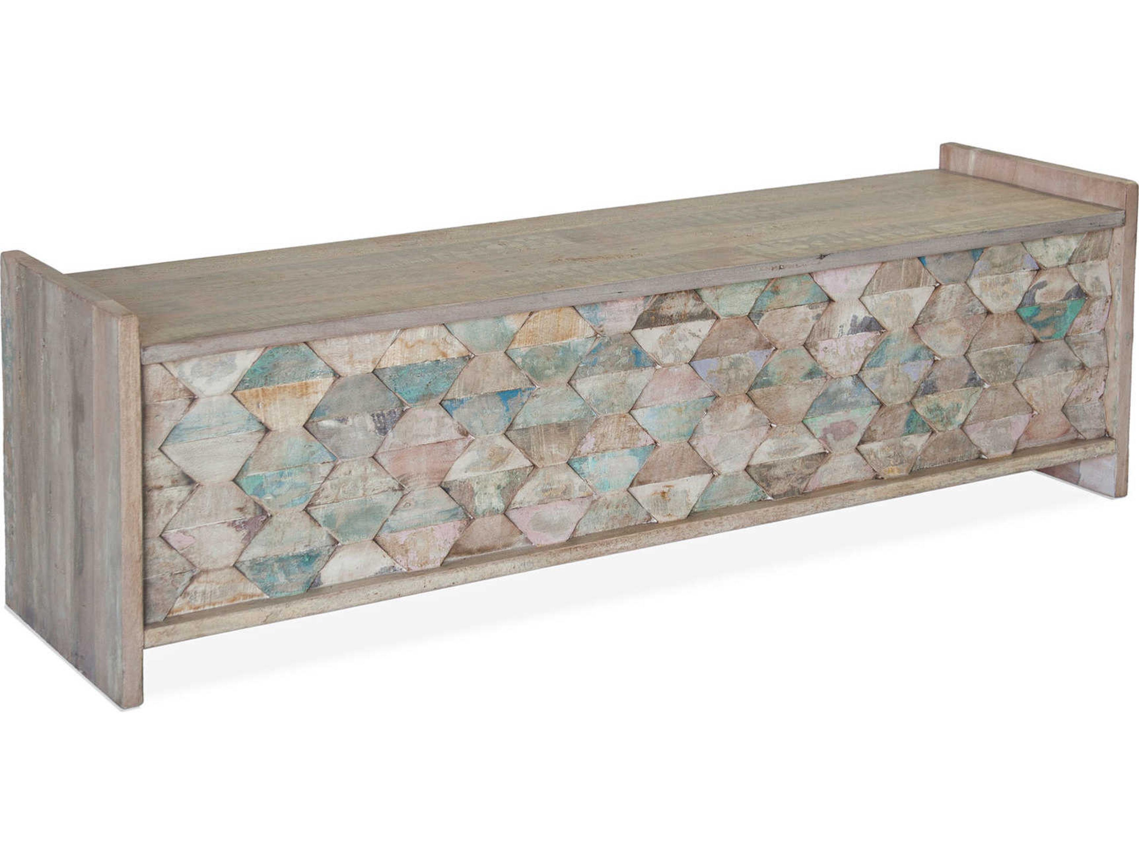 Cordoba Vintage Reclaimed Teak Dining Bench with Storage Teal Blue