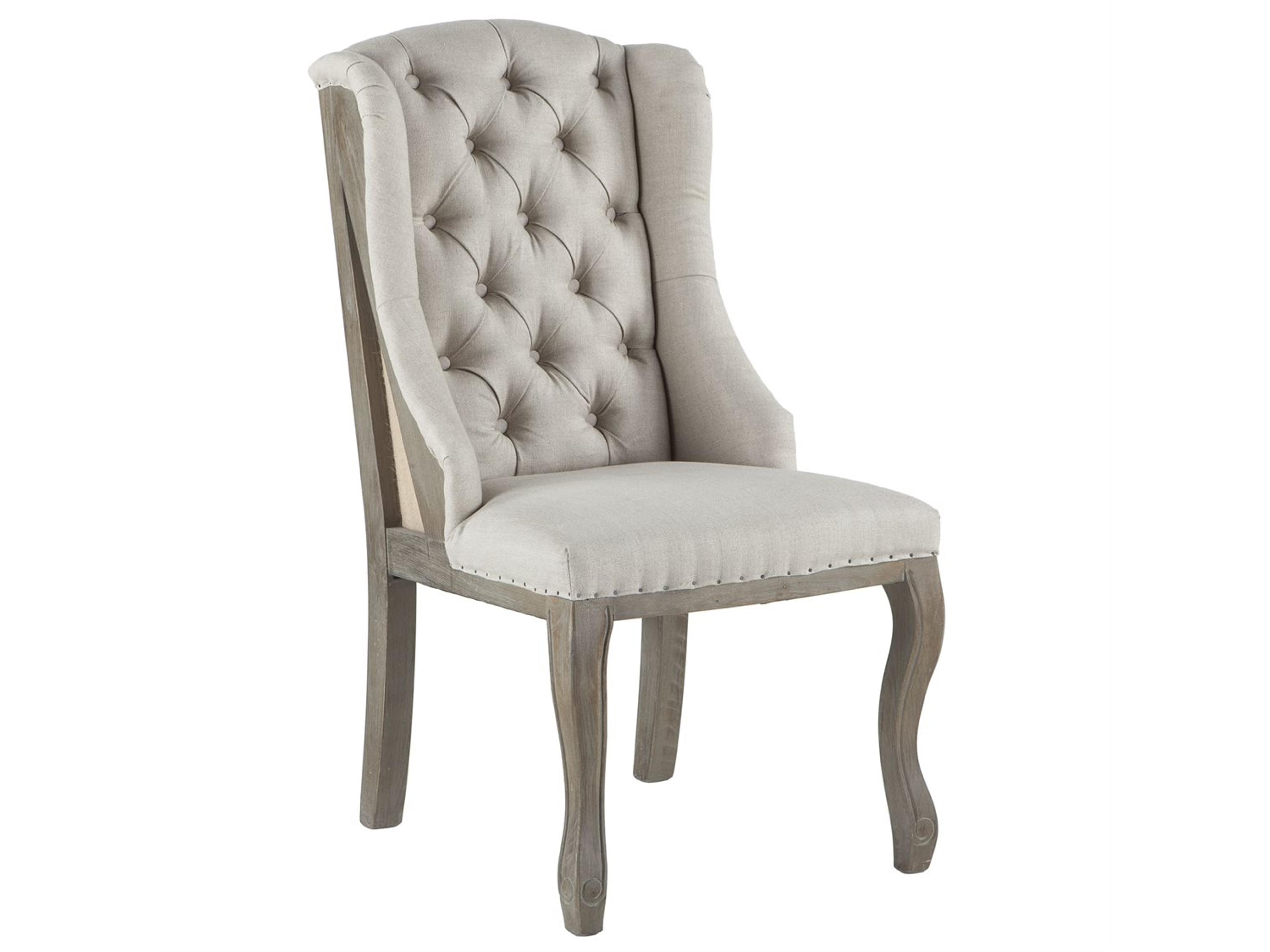 Portia Tufted Oak Wood Upholstered Side Dining Chair