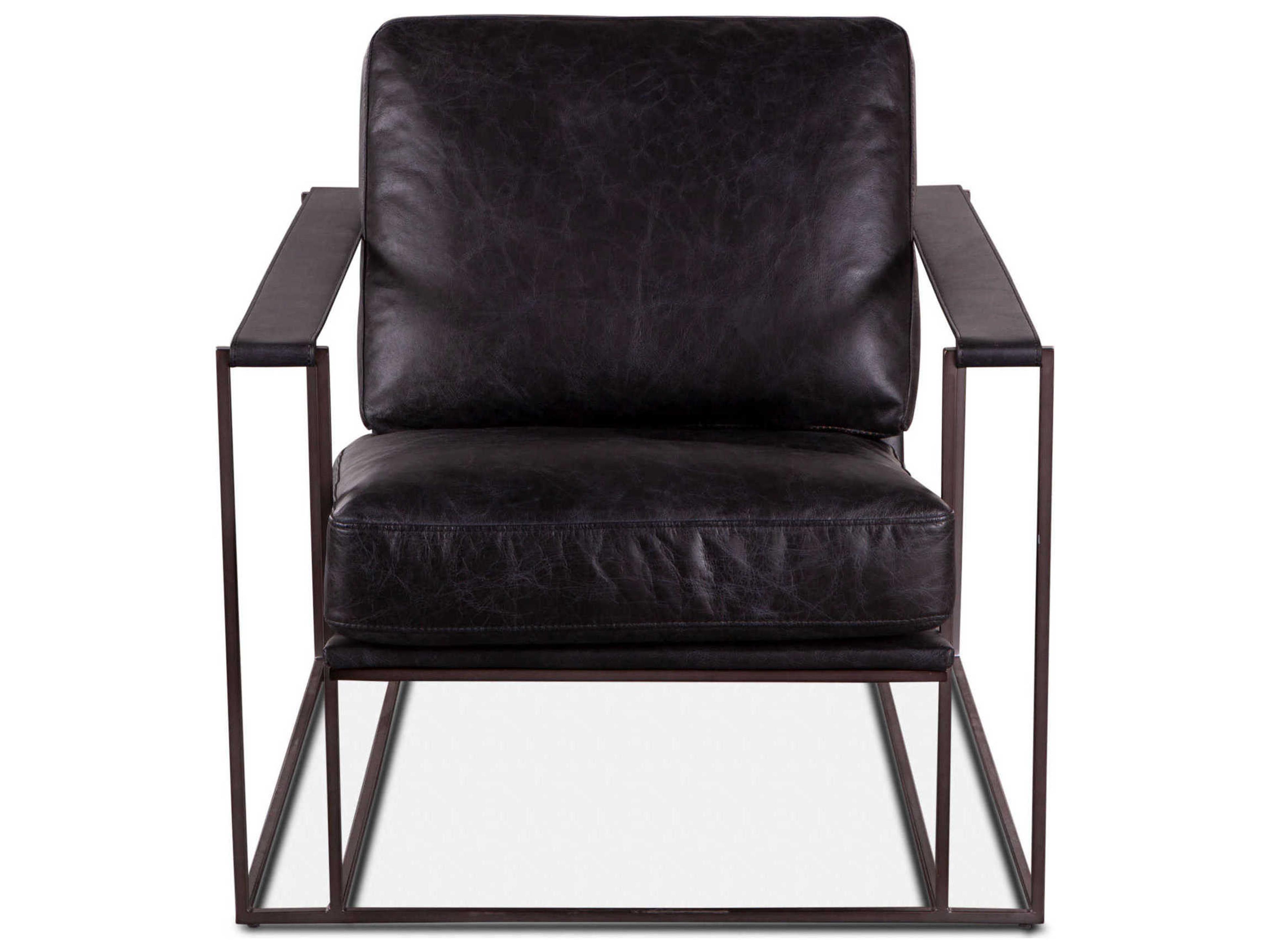 World Interiors Portlando Black Leather Accent Chair