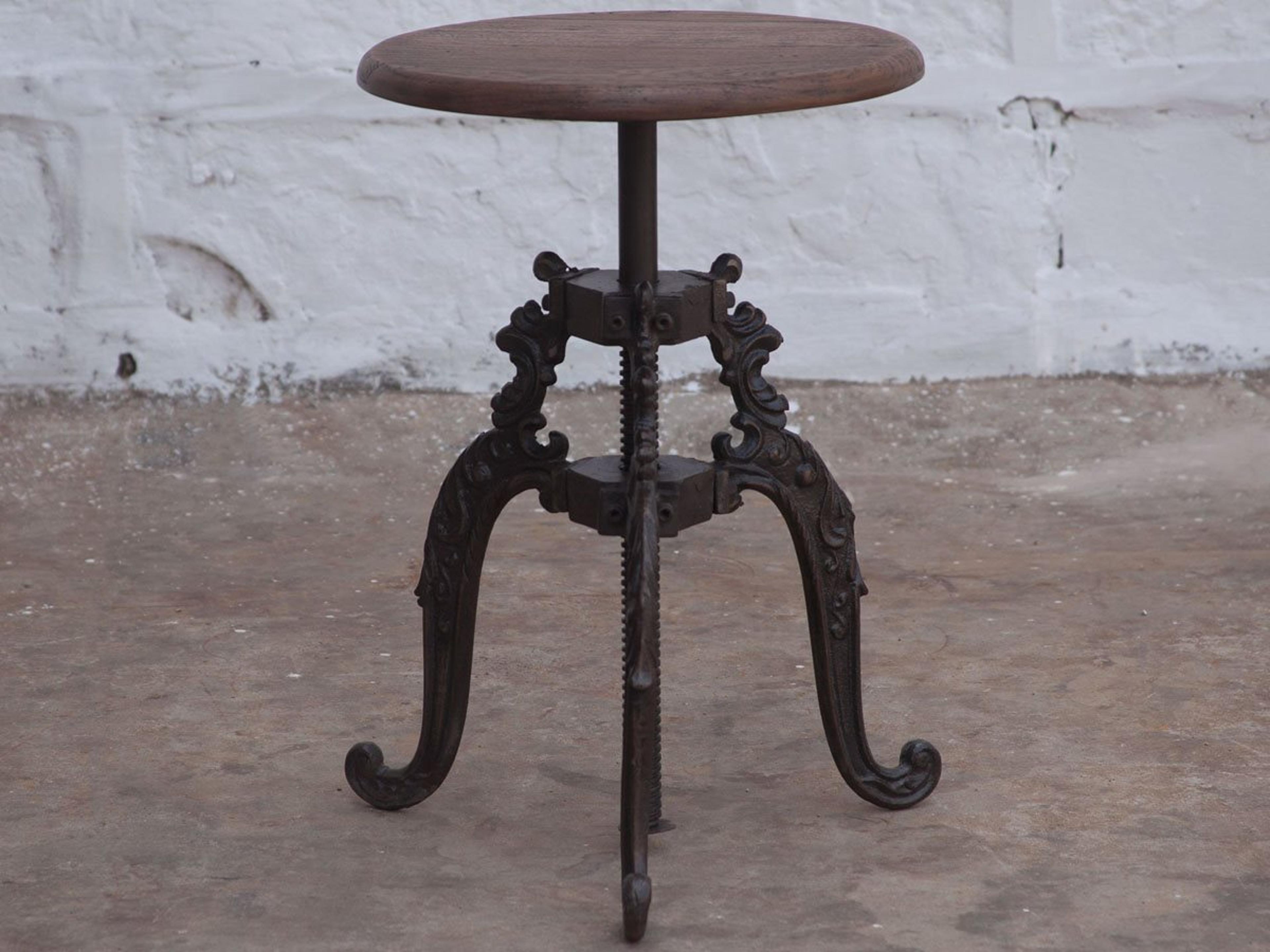 World Interiors Regina Adjustable Swivel Teak Wood Weathered Gray Bar Stool