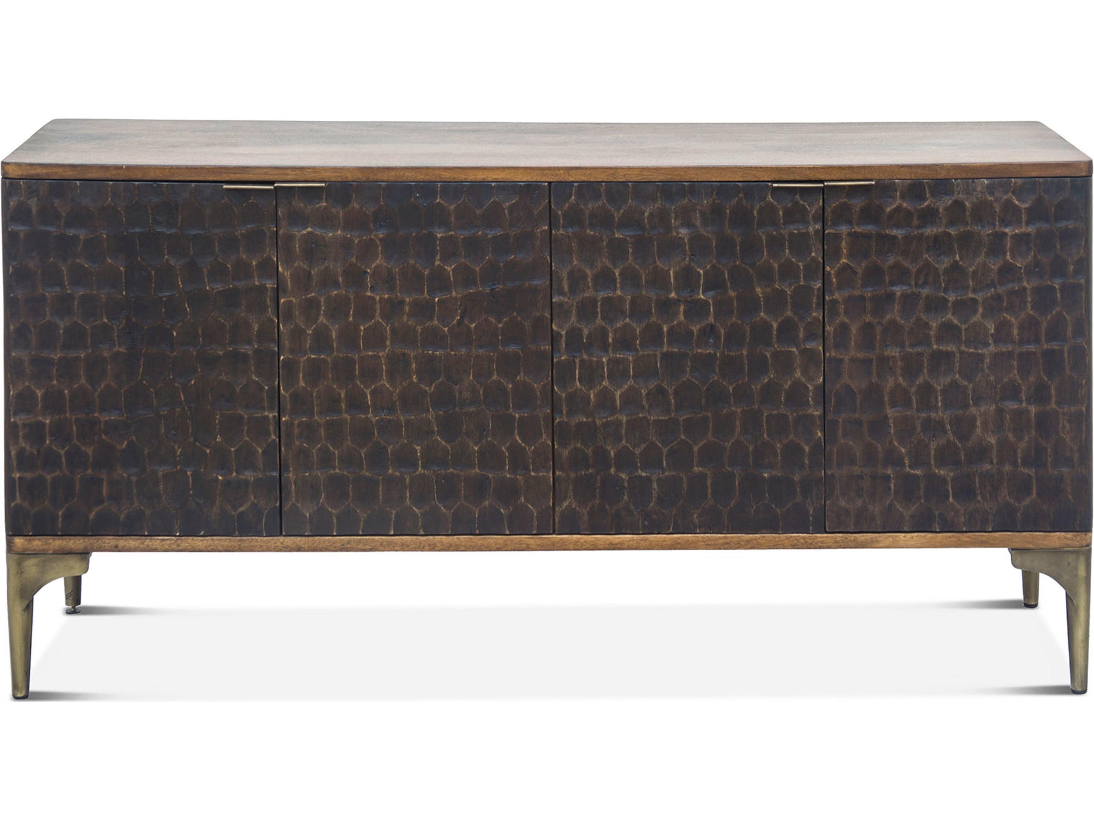 Vallarta Mango Wood Two-Tone Sideboard with Hand-Carved Doors