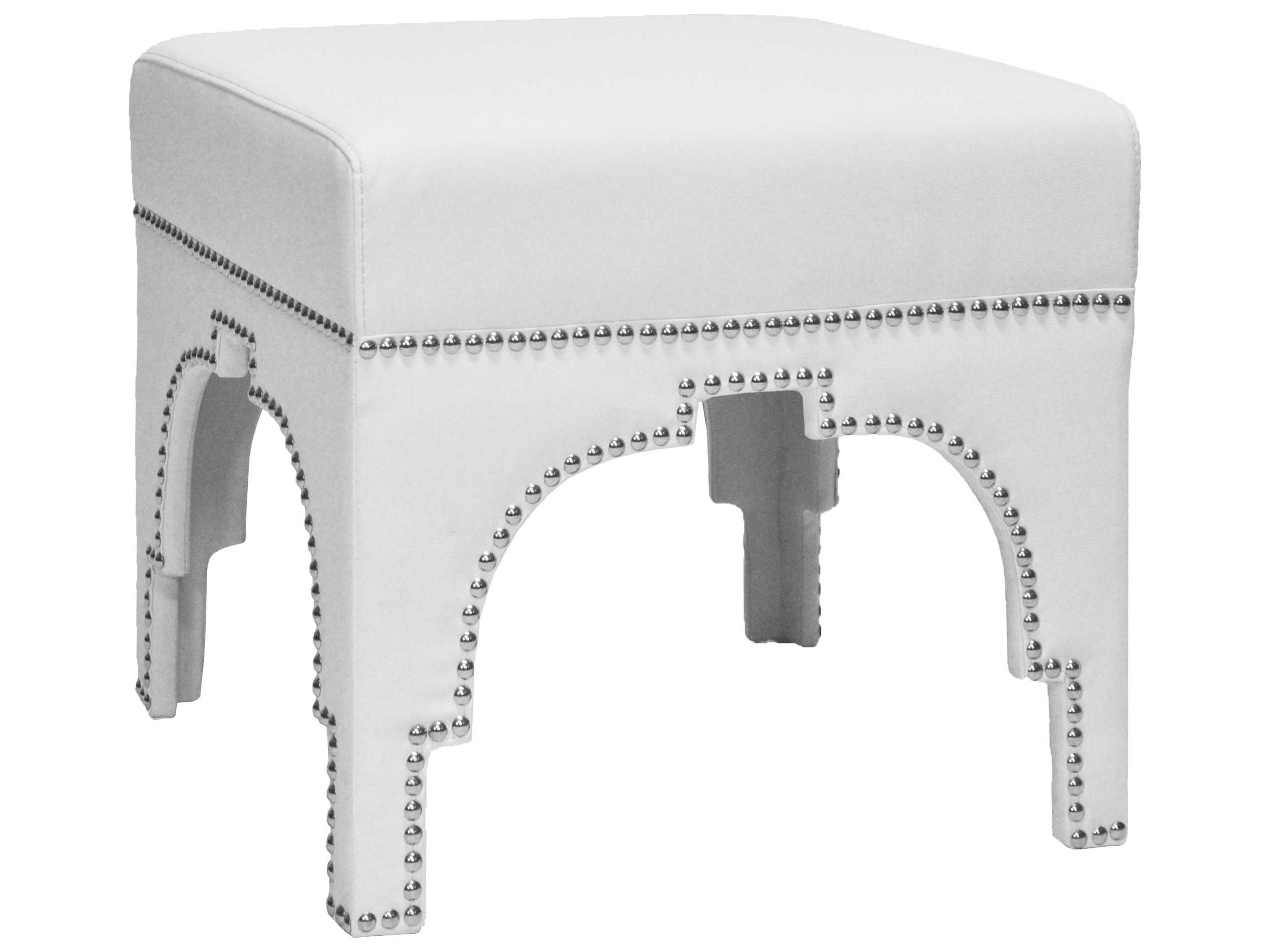 White Upholstered Accent Stool