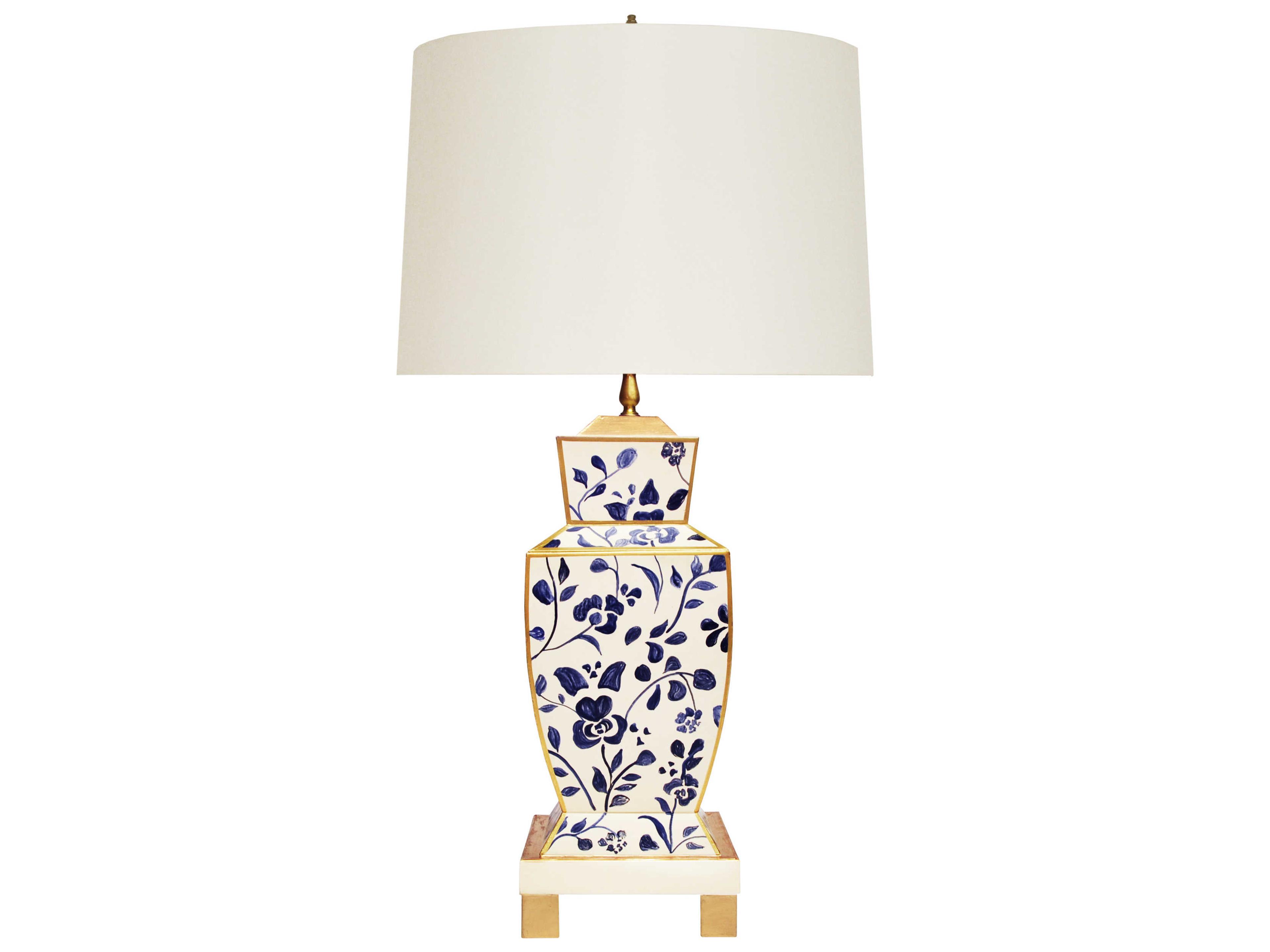 Worlds Away Navy Vine Blue Buffet Lamp